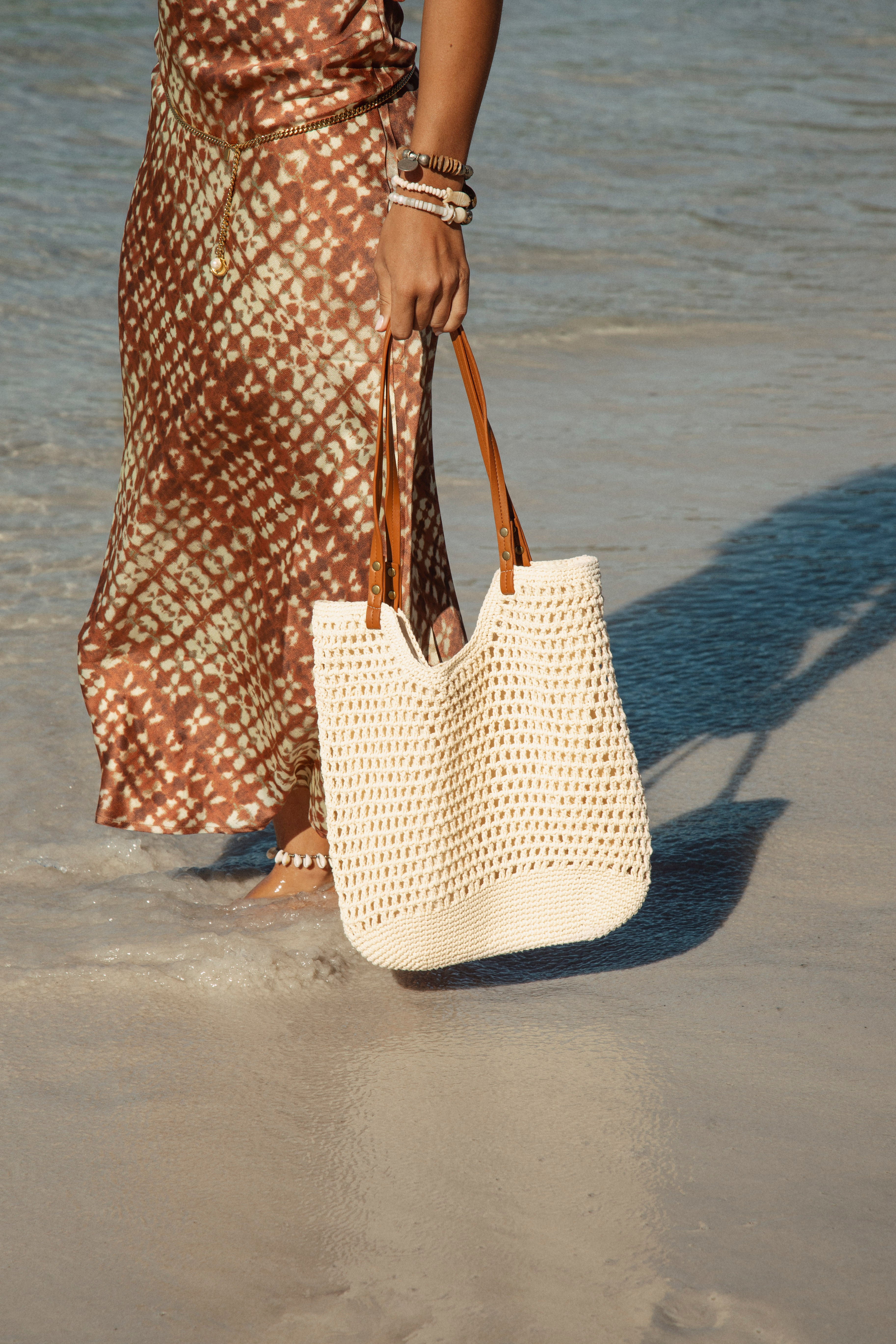 Euro Summer Crochet Tote - Creme