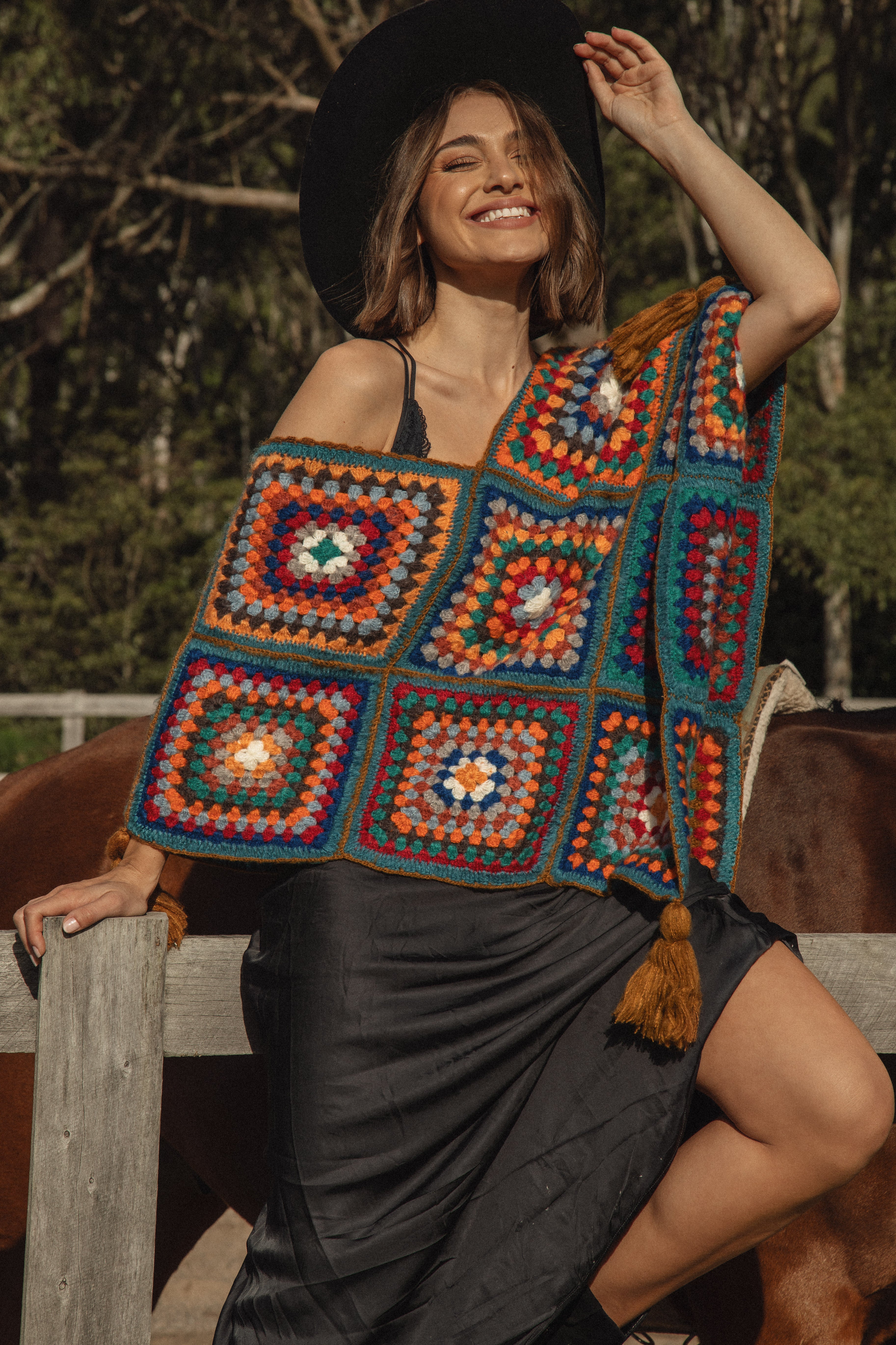 Mohair Patchwork Poncho