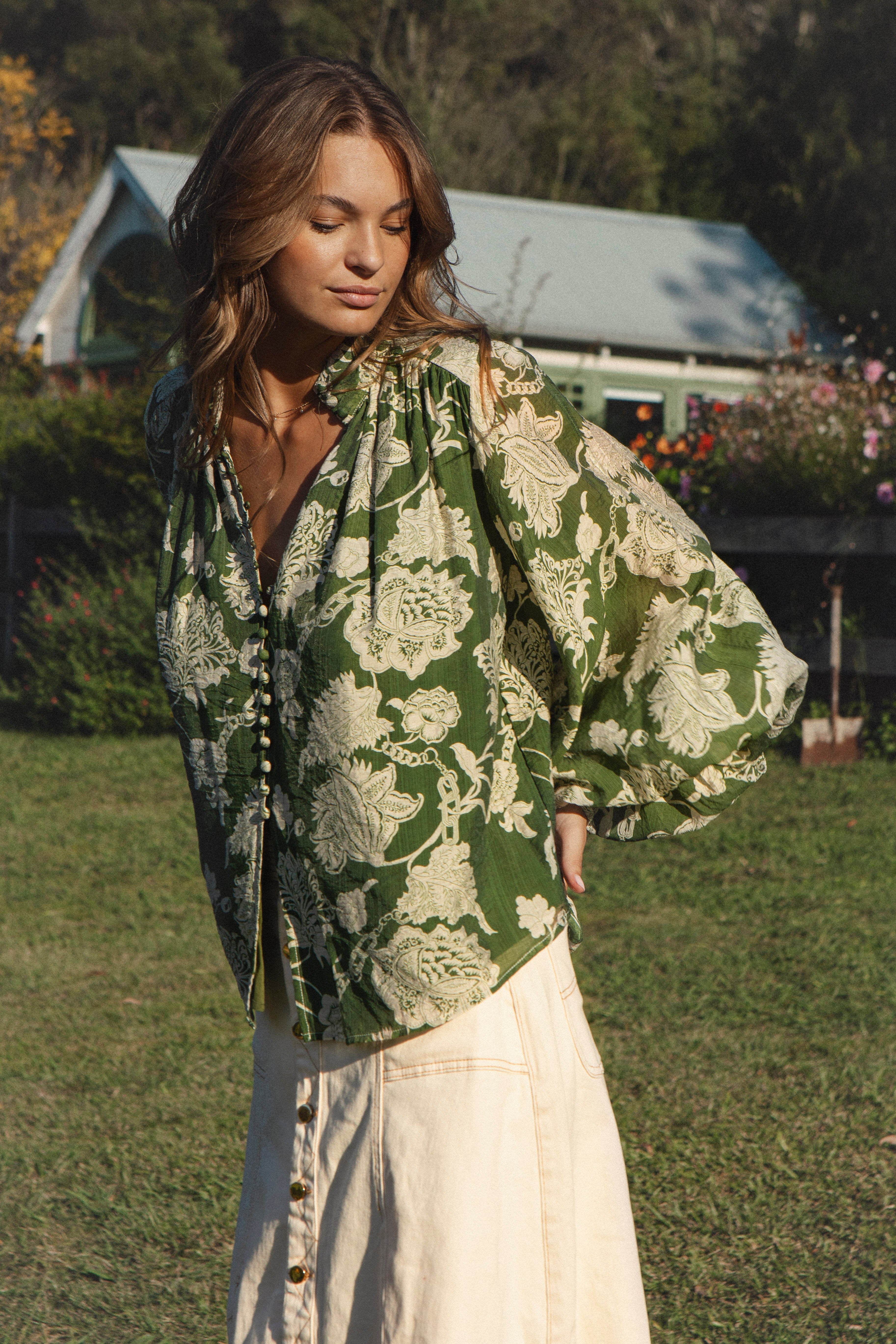 Aurora Blouse - Evergreen