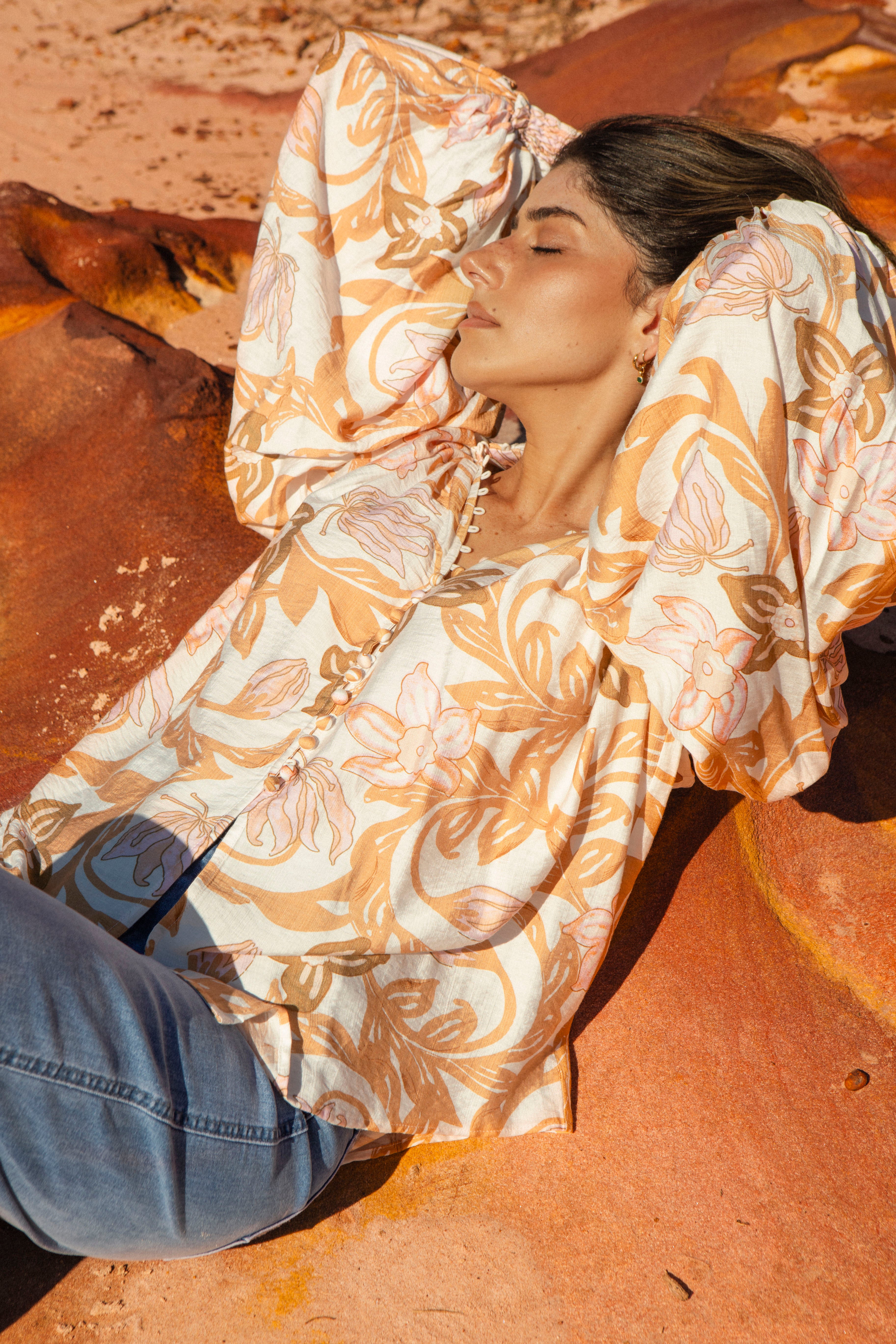 Aurora Blouse Wildflower Honey - front view.