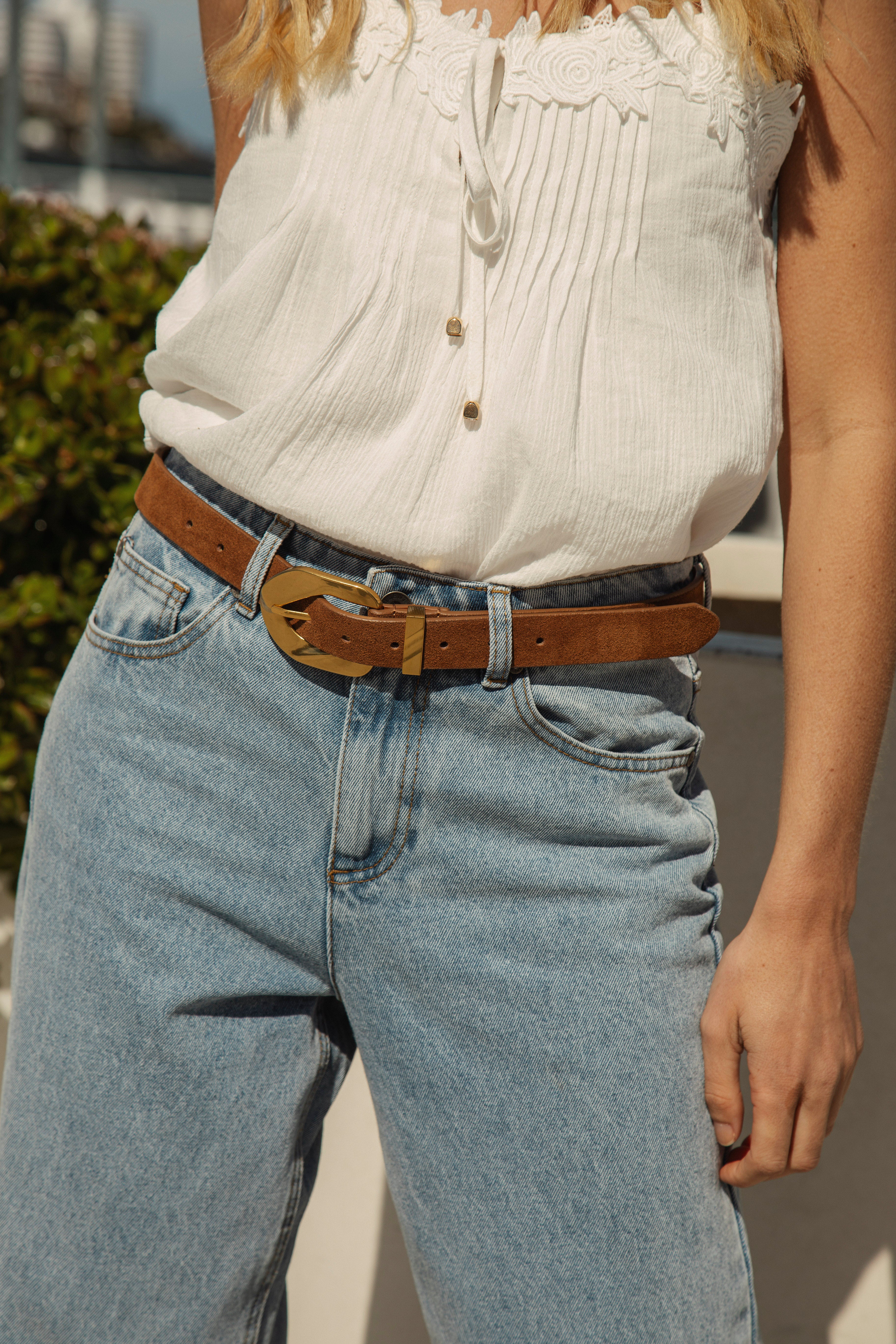 Marli Suede Belt in tan colourway
