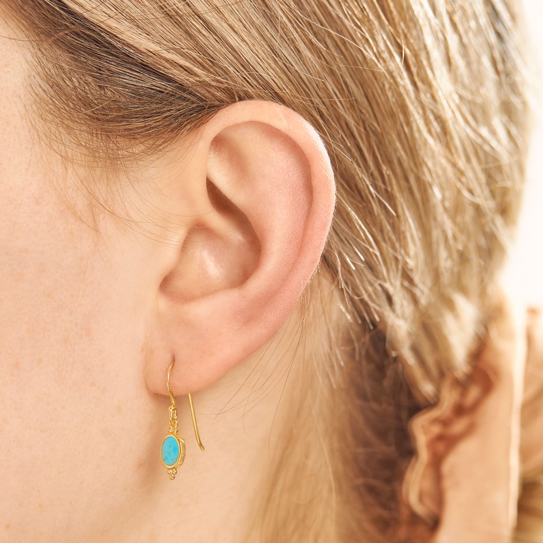 E280TQG - Gold Moon Song Turquoise Earrings