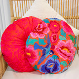 Velvet Cushion Round - Birds and Roses