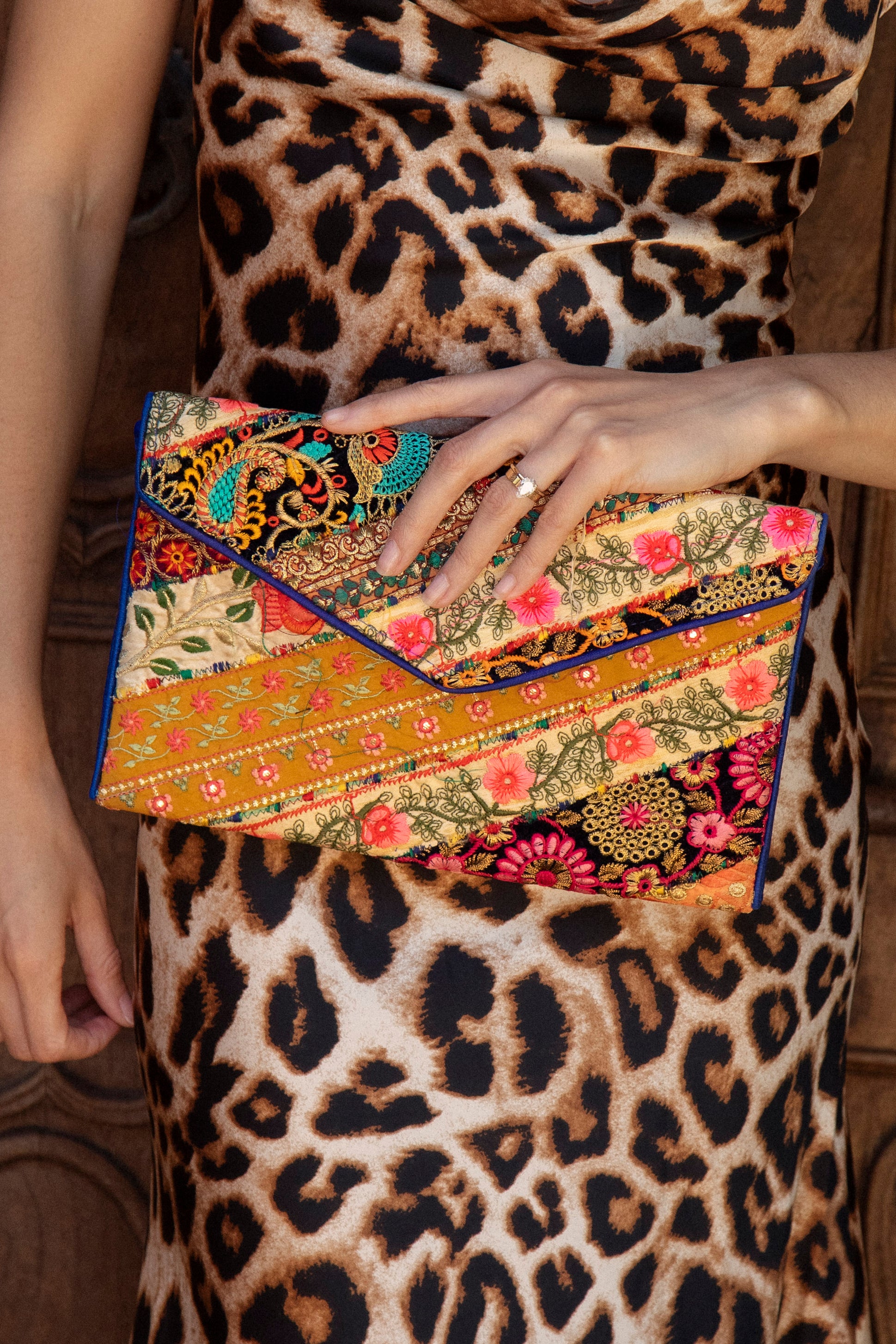 Festiva Embroidered Clutch - Gold Multi ASSORTED