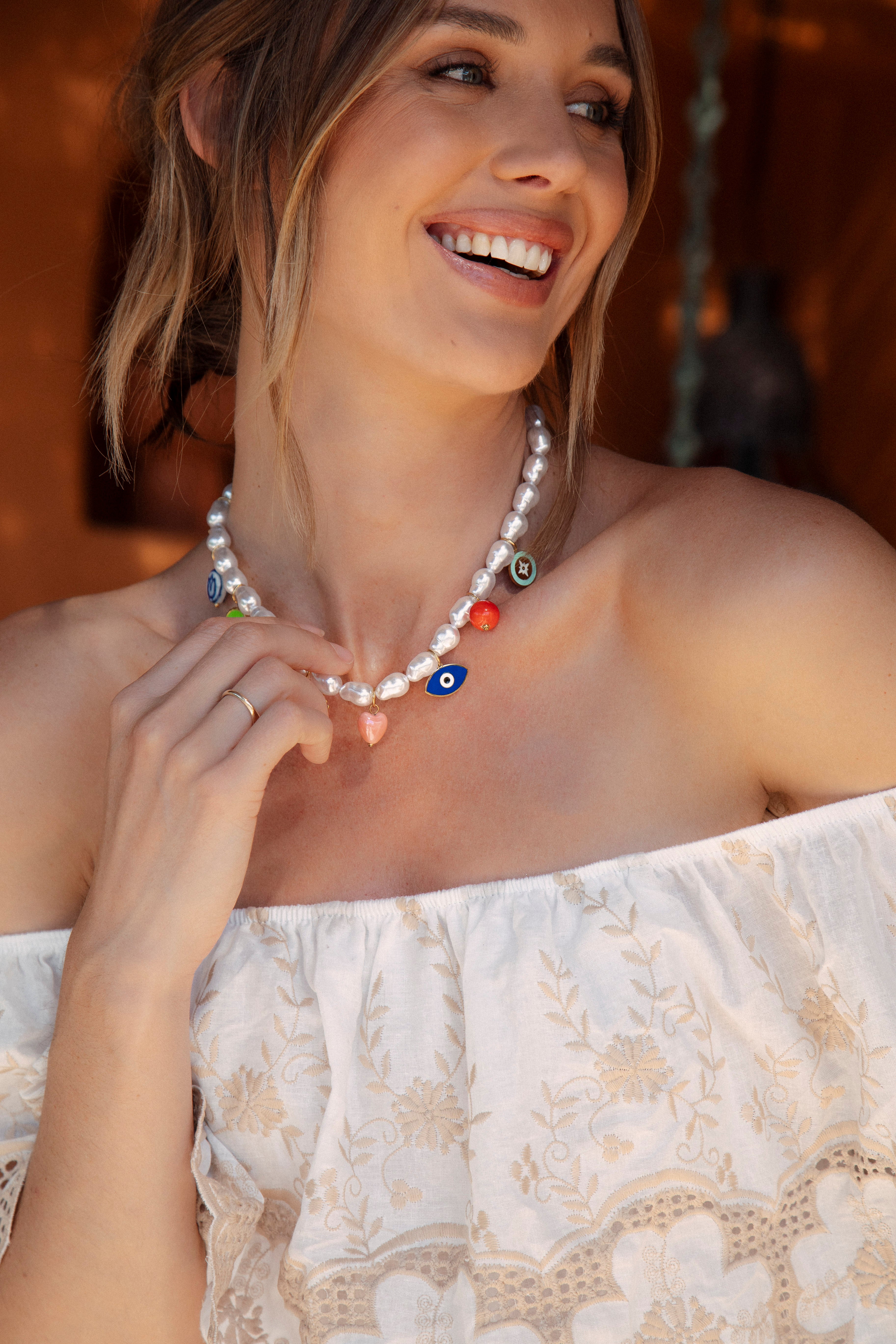 Baroque Pearl Charm Necklace