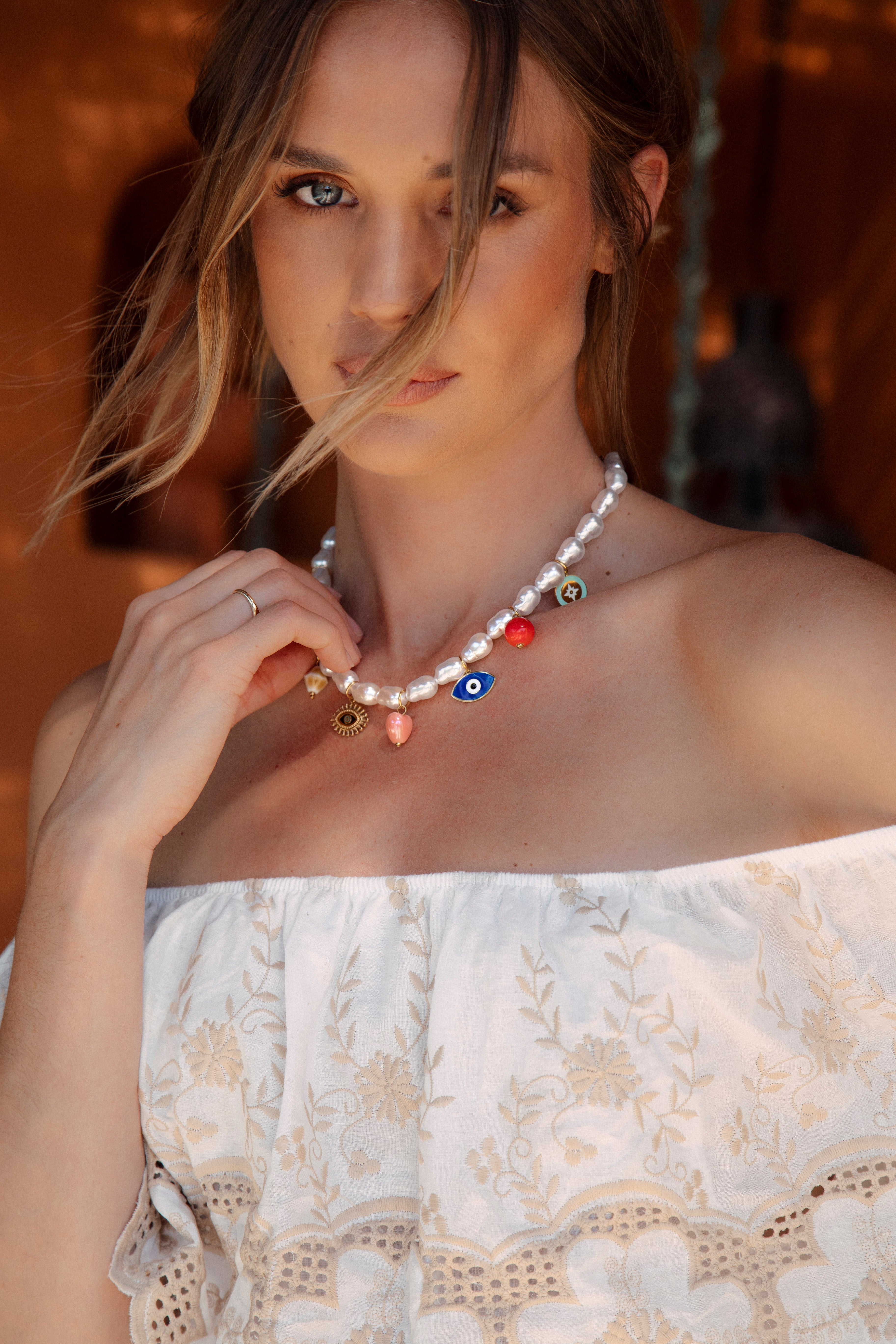 Baroque Pearl Charm Necklace