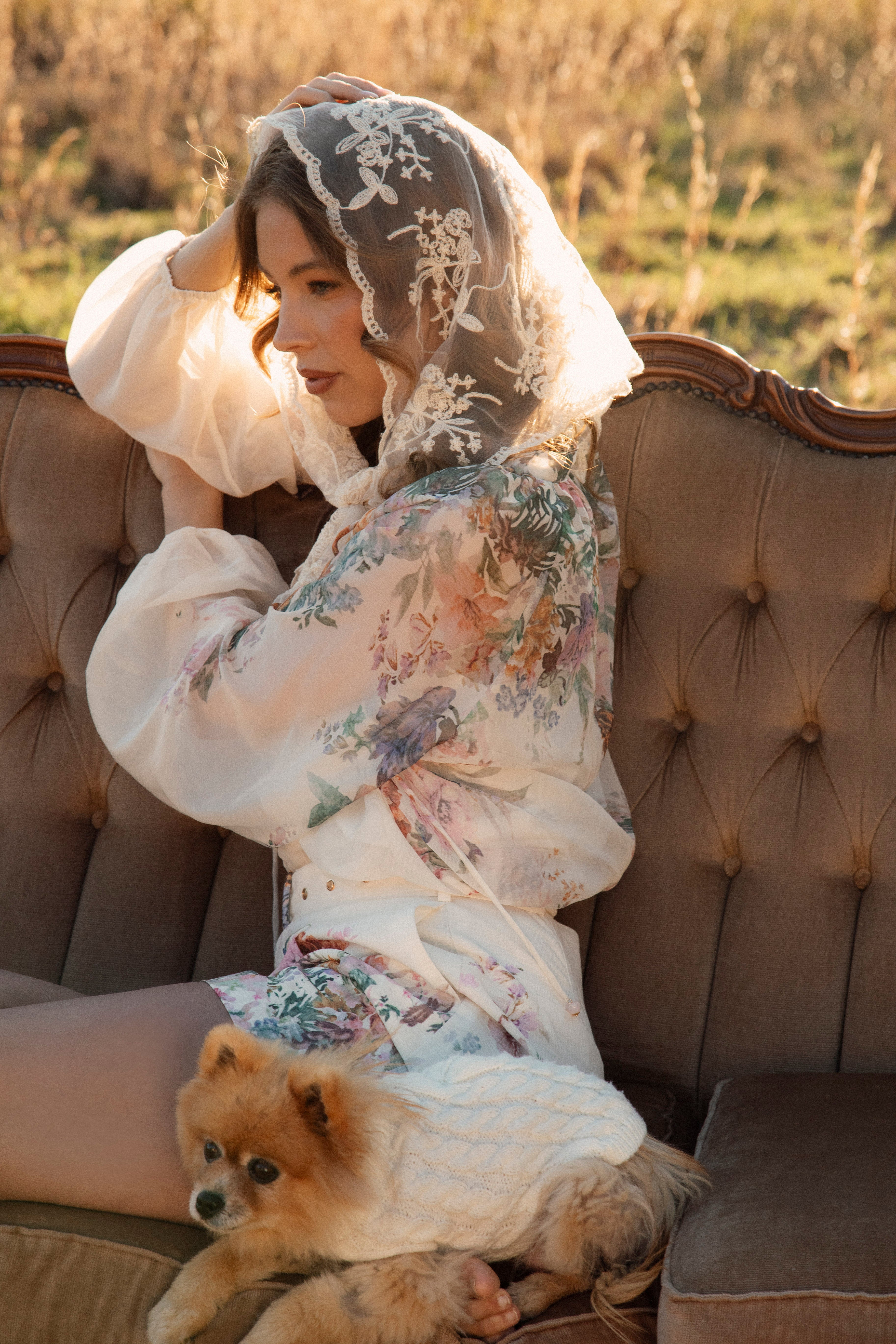 Città Lace Head Scarf in Cream