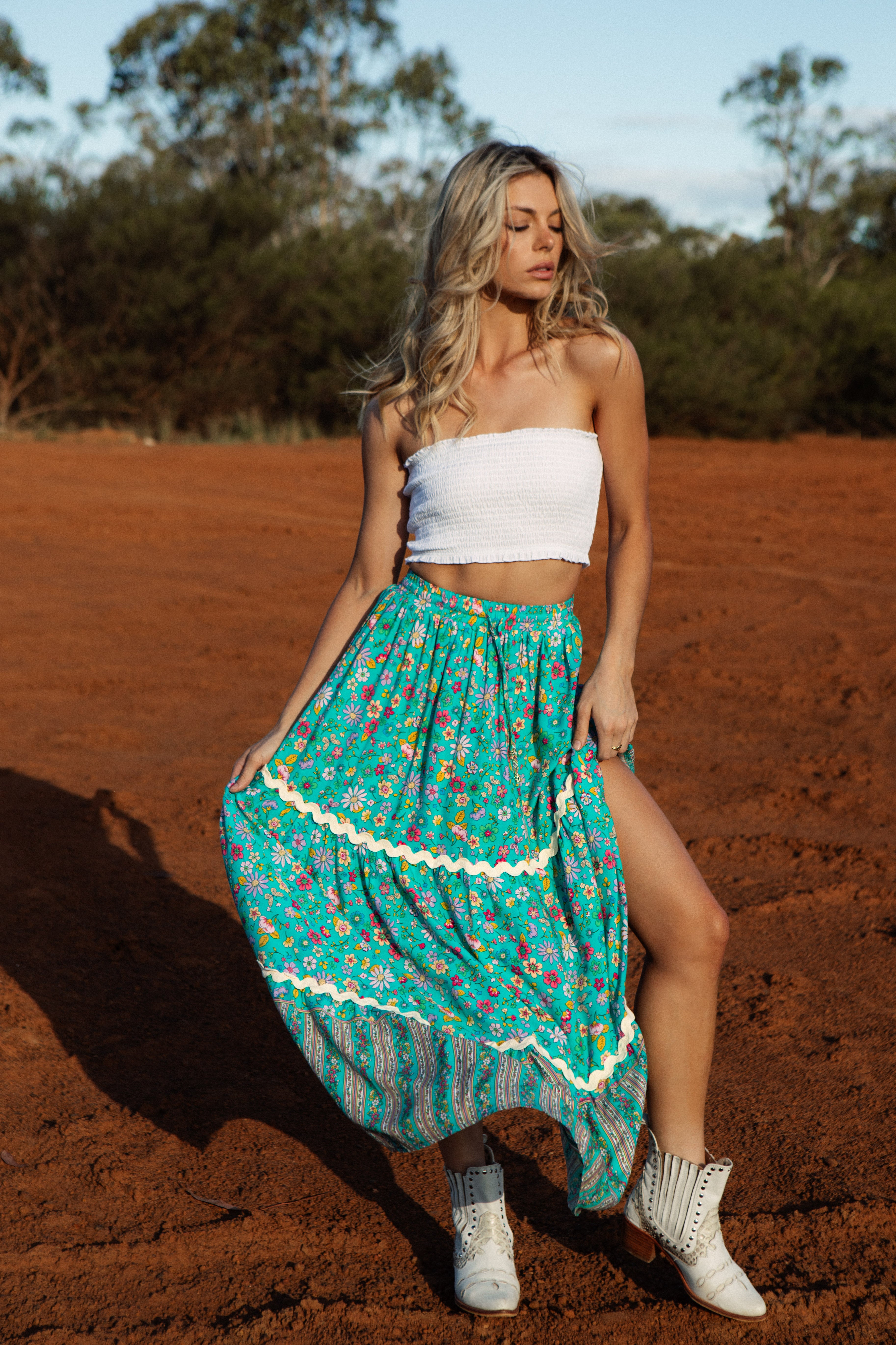 Lagoon Maxi Skirt - Folk Floral