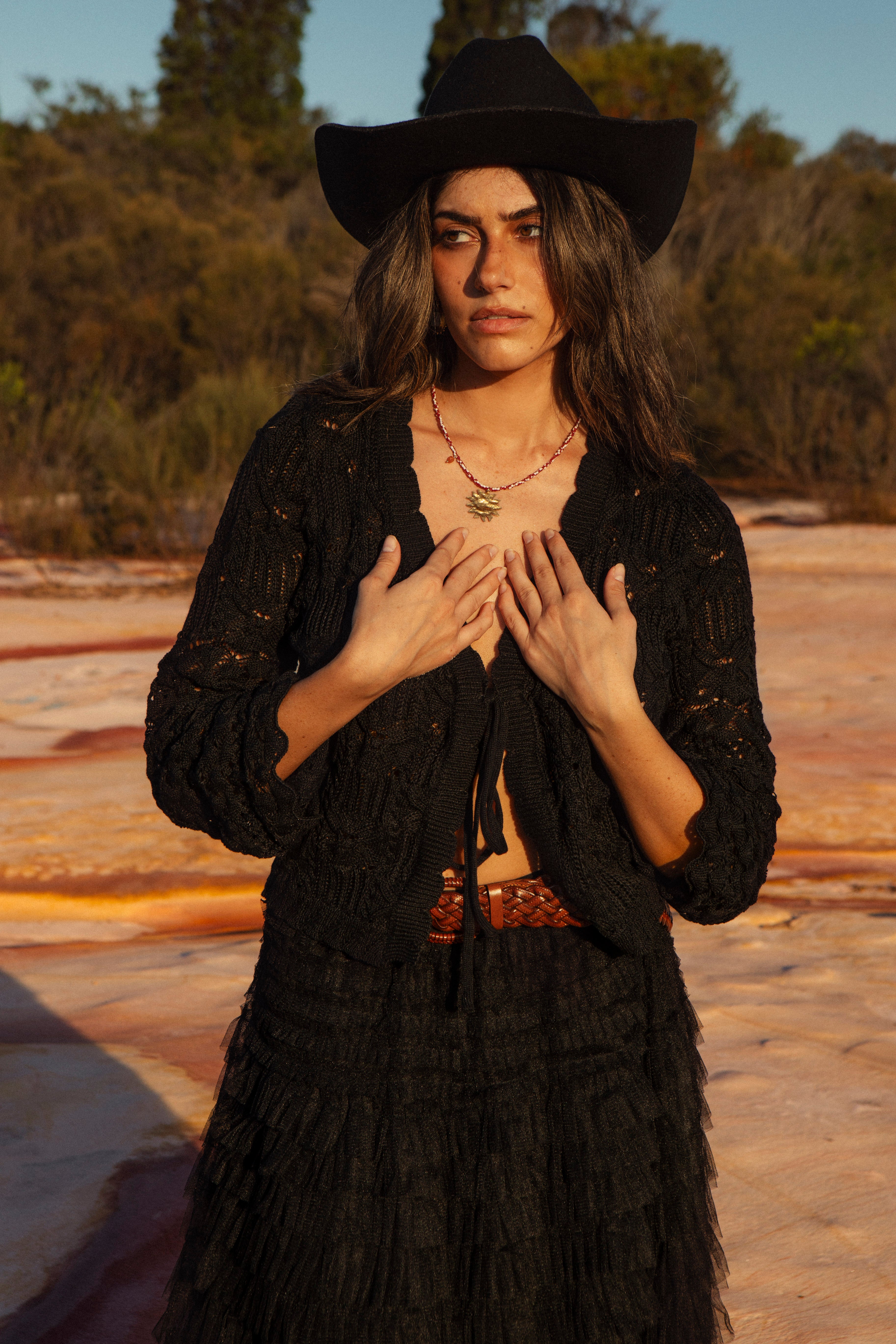 Arabella Crochet Cardigan - Midnight