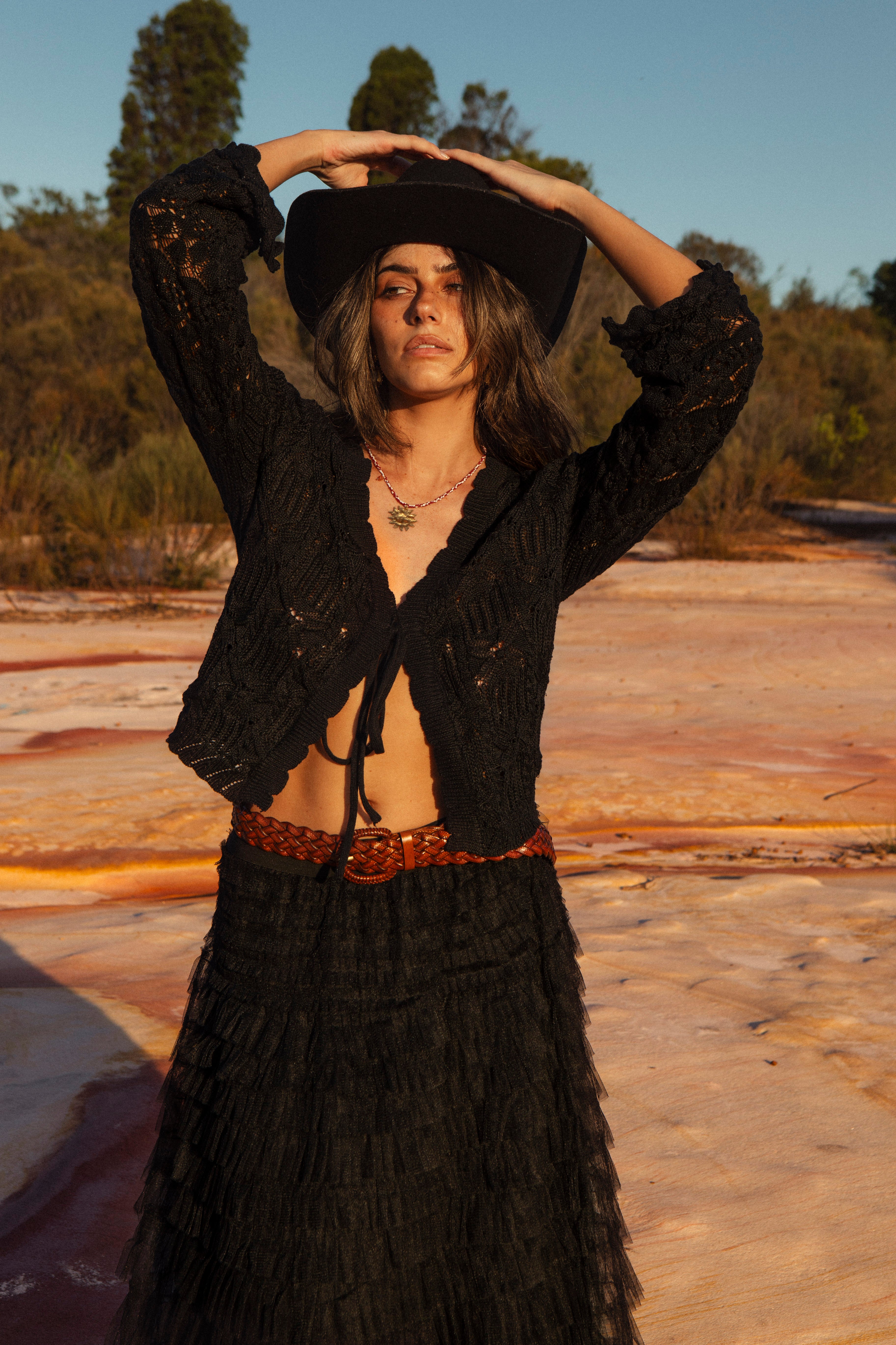 Arabella Crochet Cardigan - Midnight