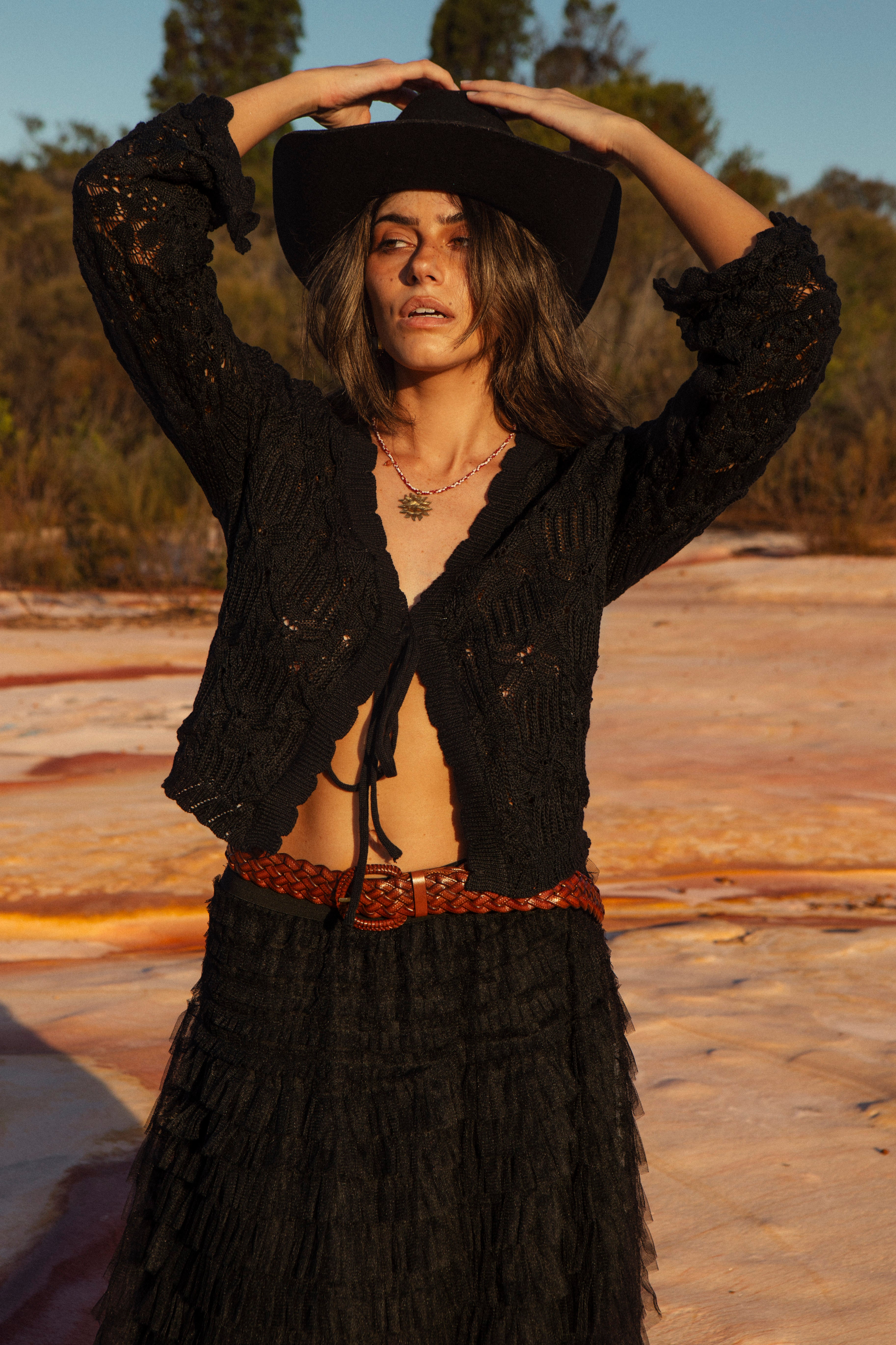 Arabella Crochet Cardigan - Midnight
