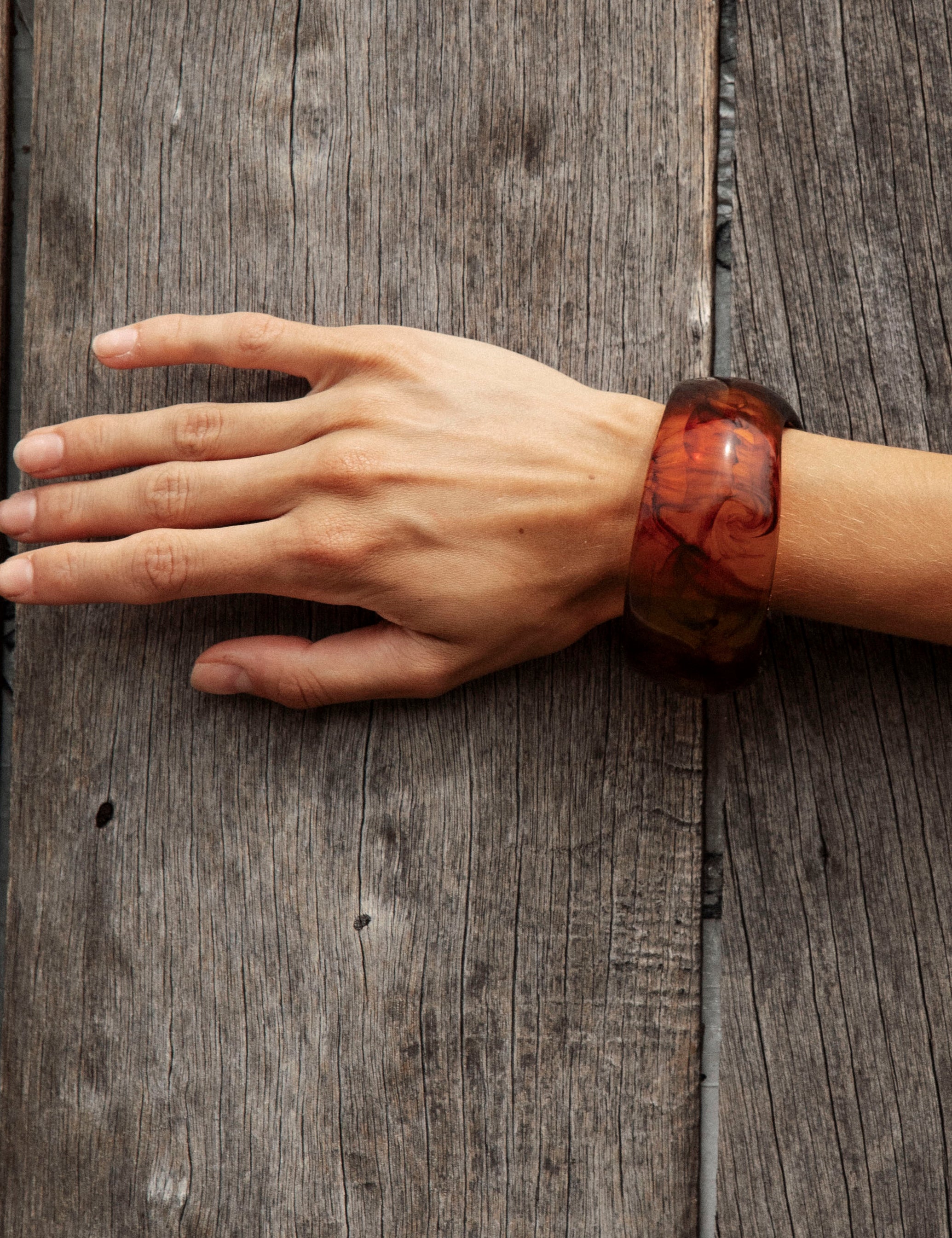 Amber Glow Chunky Resin Bangle