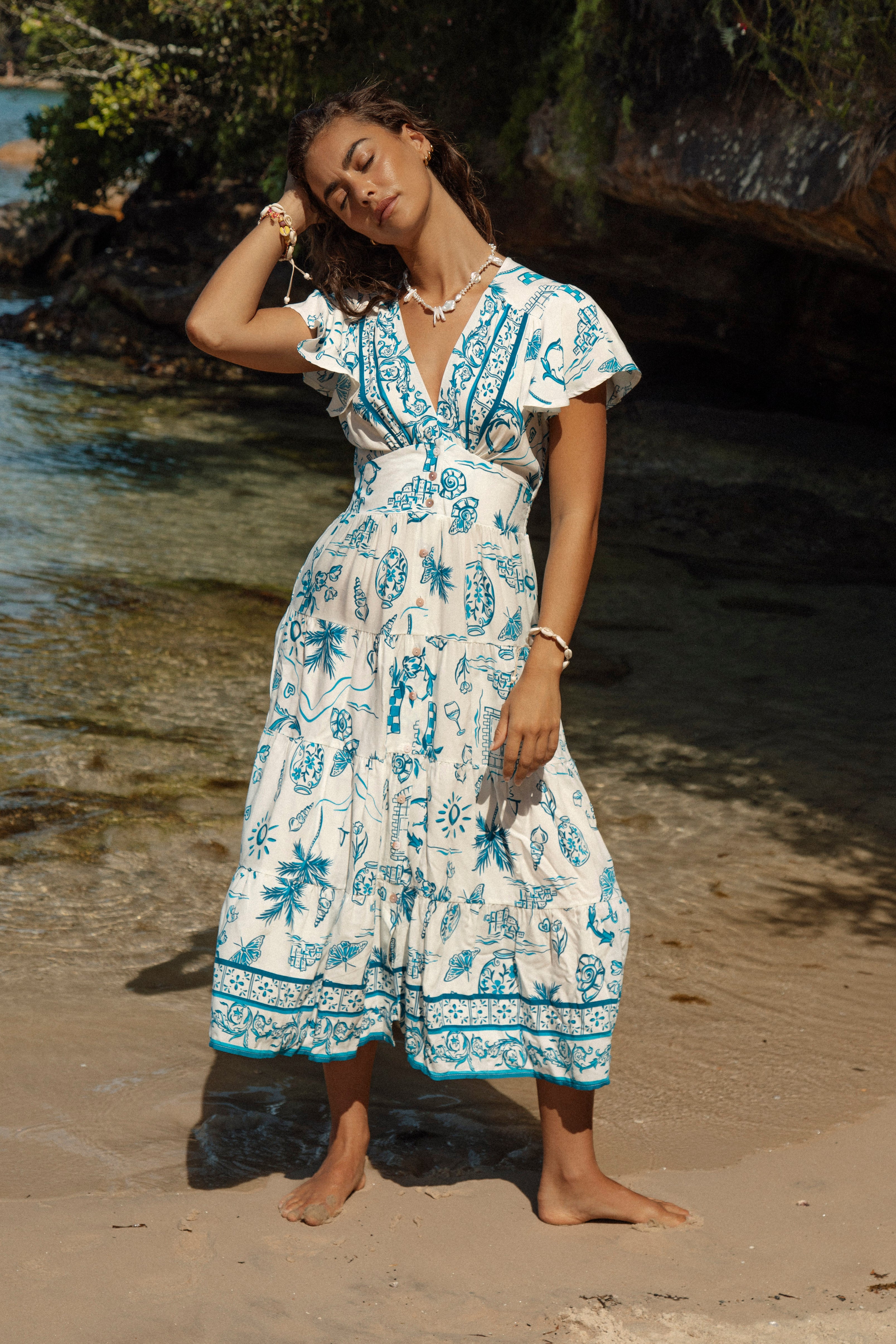 Lyric Midi Dress - Aegean