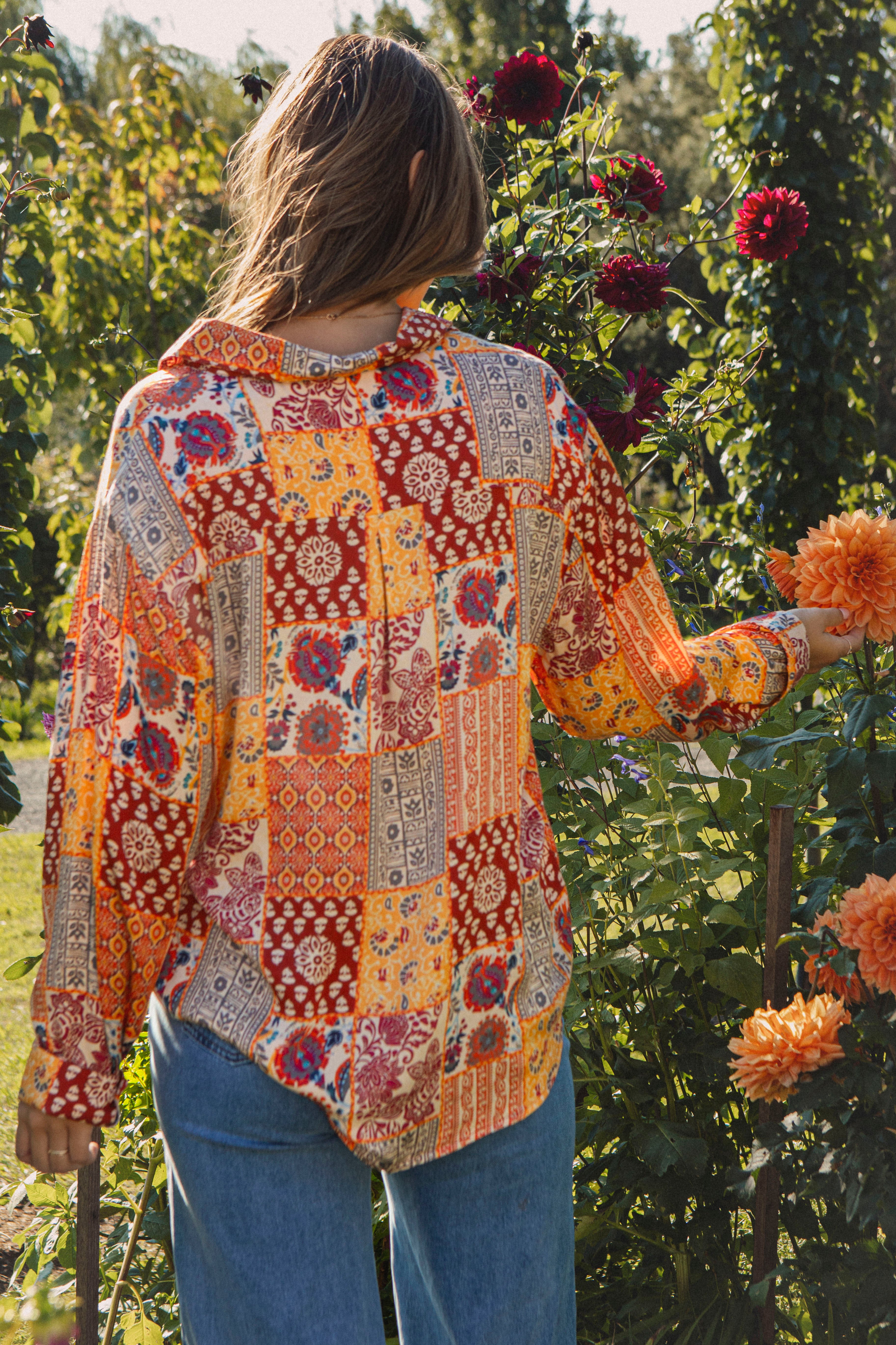 Patchwork Blouse - Desert Blaze
