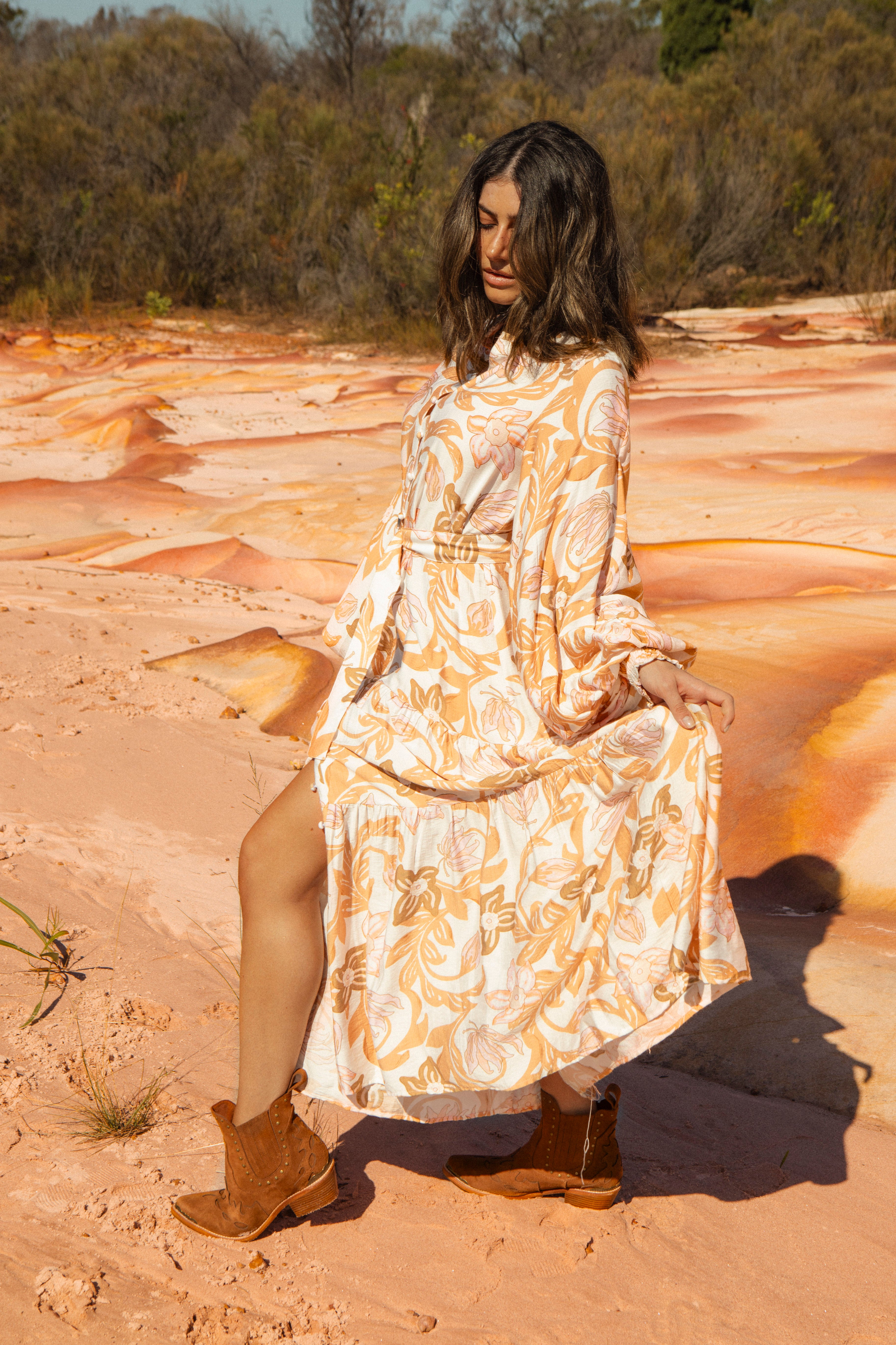 Luna Maxi Dress - Wildflower Honey