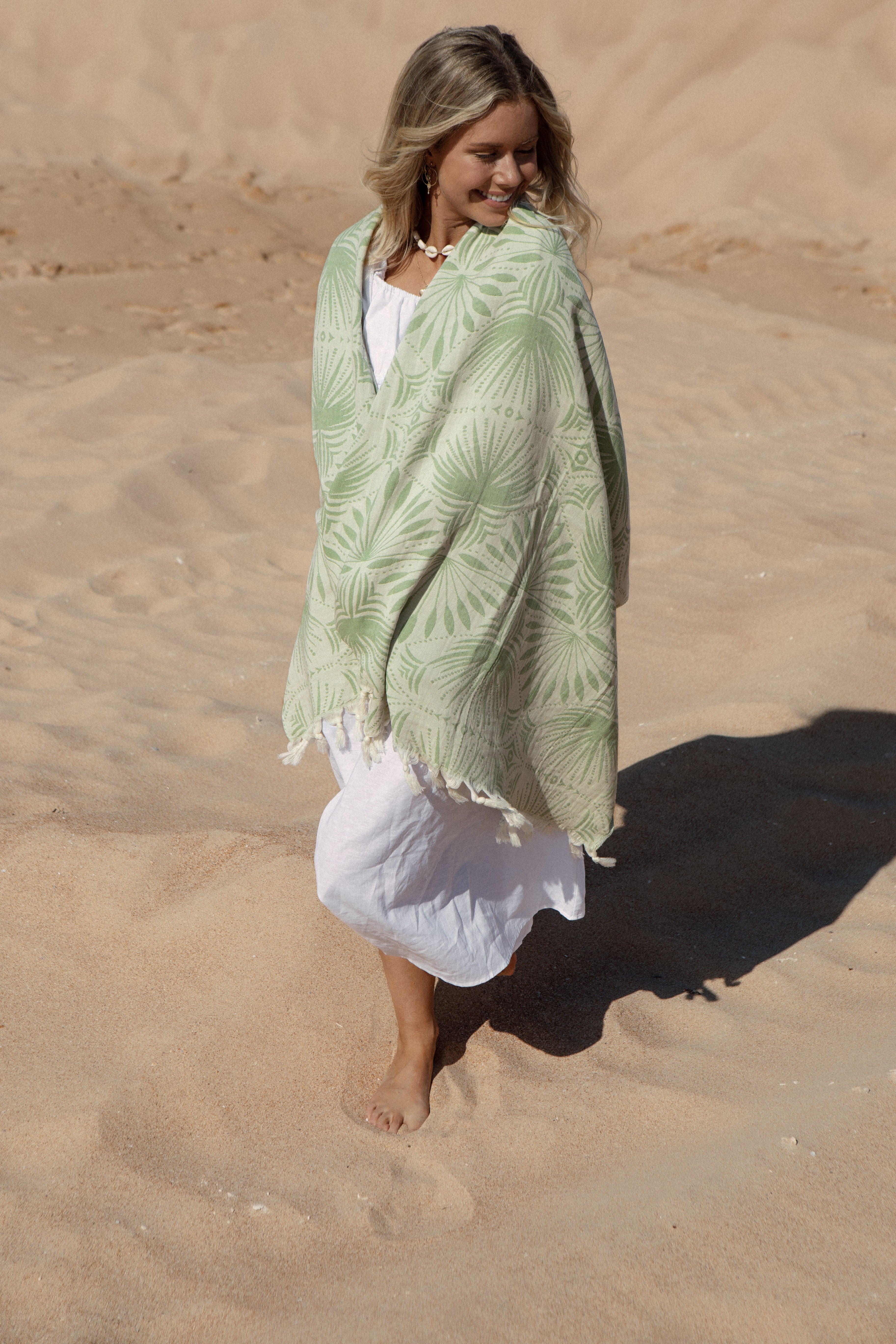 Palm Frond Towel - Sage