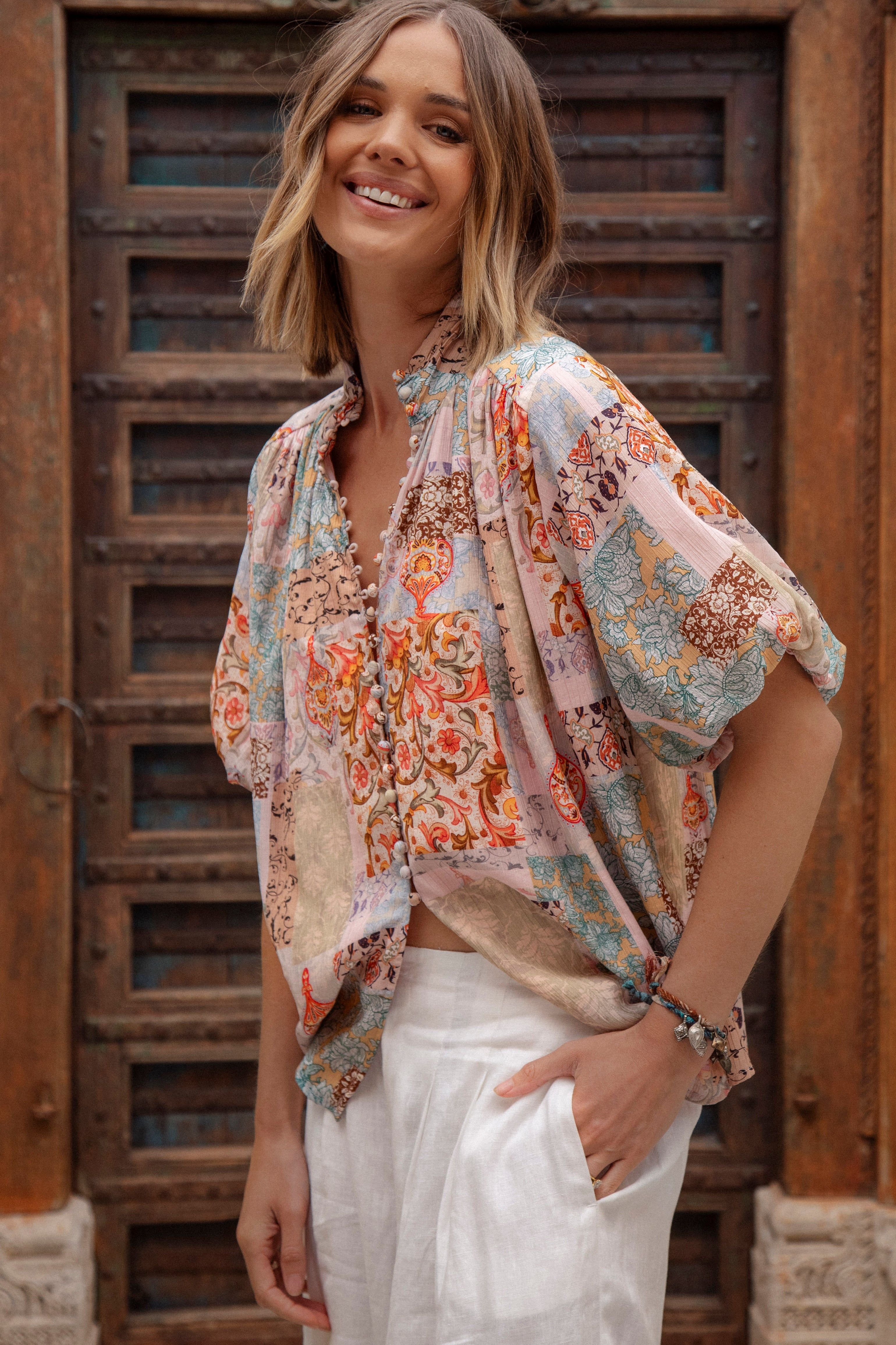 Laura Blouse - Apricot Patchwork PRE ORDER