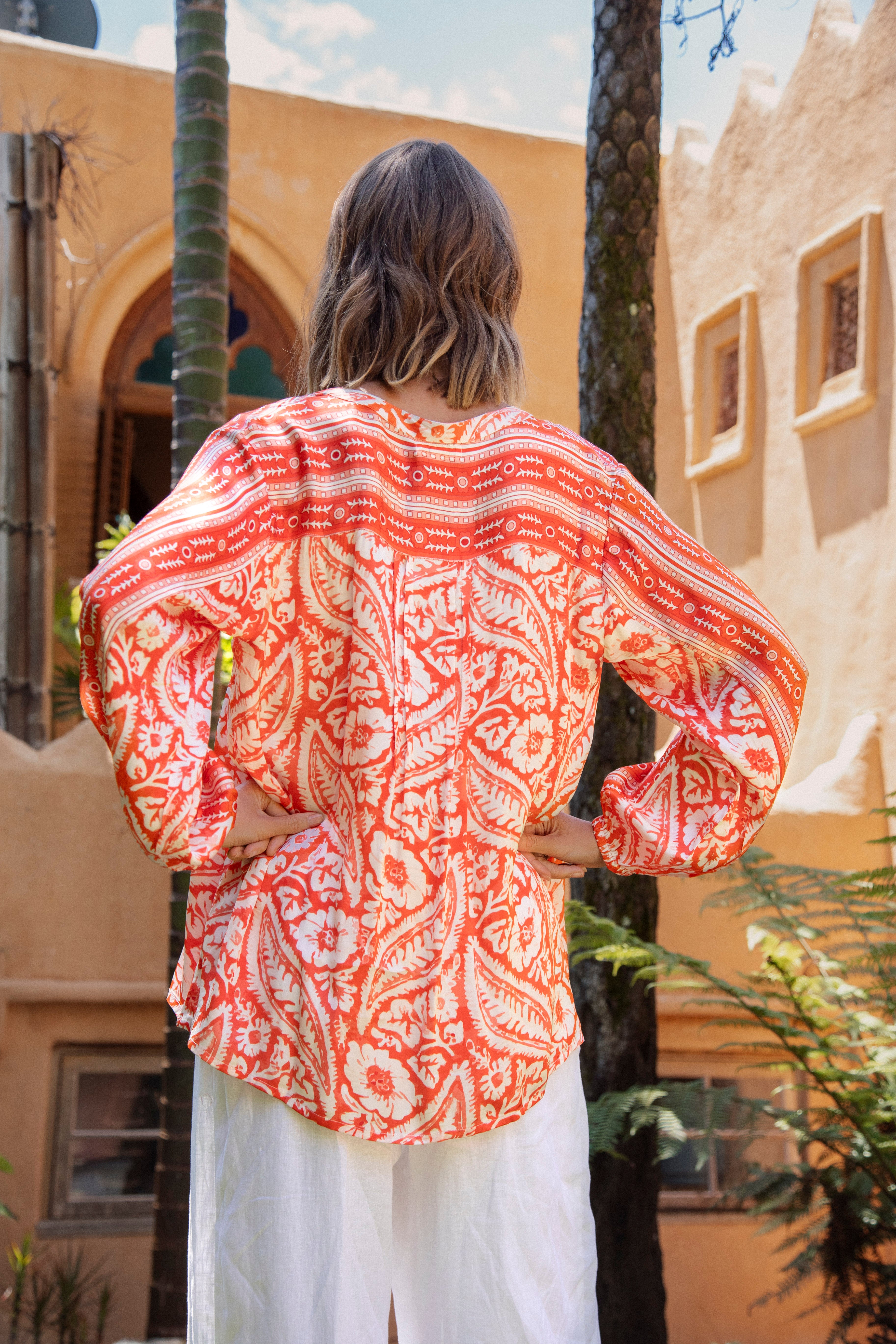 Julietta Blouse - Coral Red