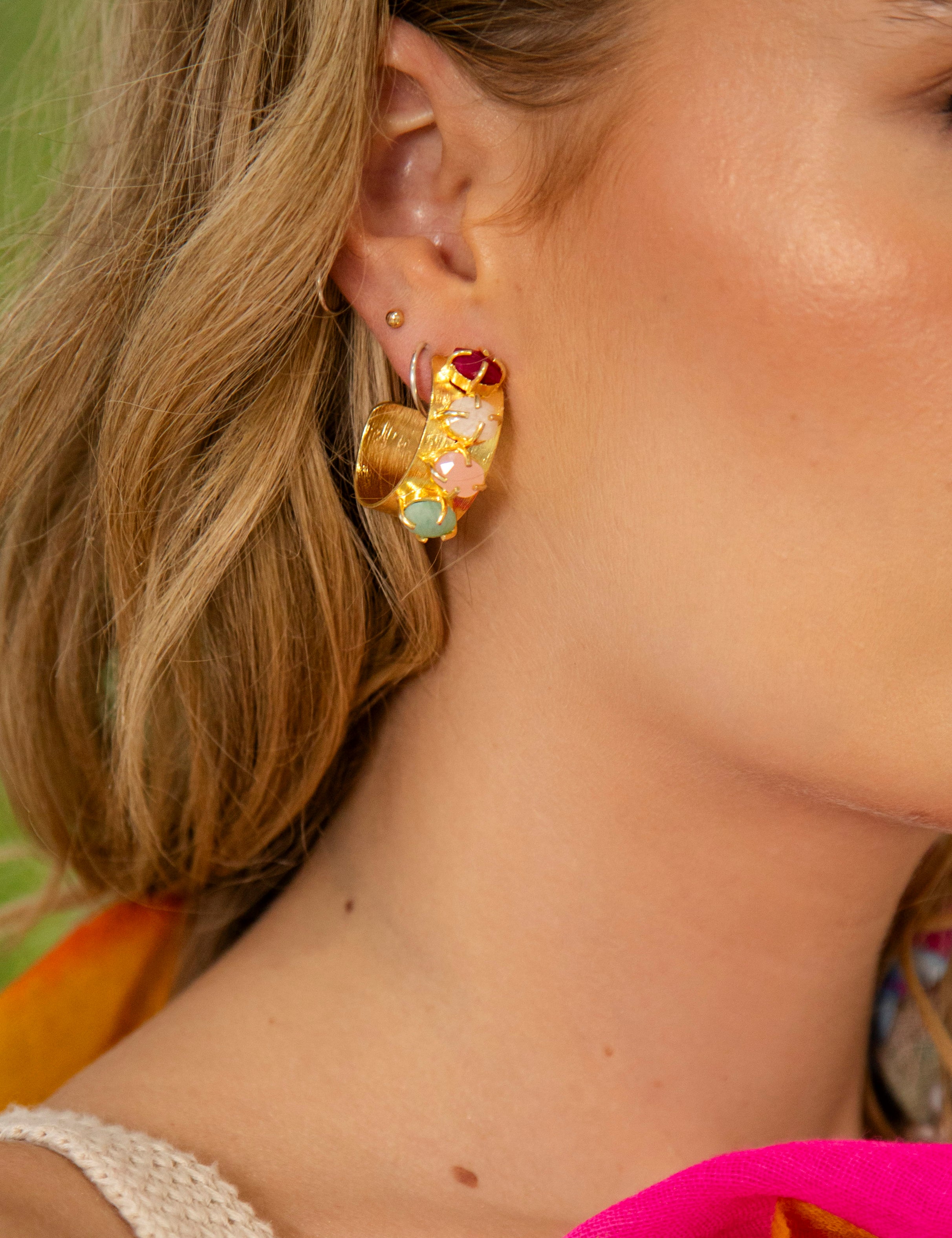 Gia Stone Gemstone Hoop Earring