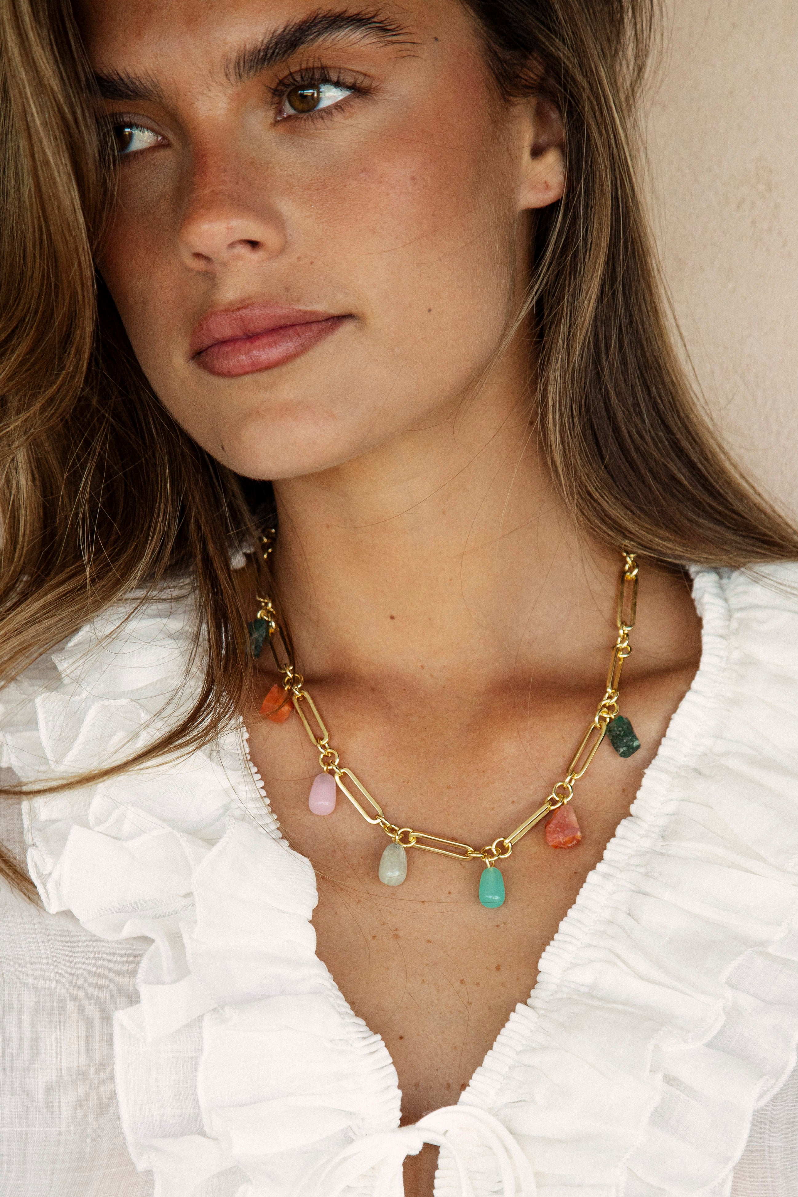 River Natural Stone Gemstone Necklace