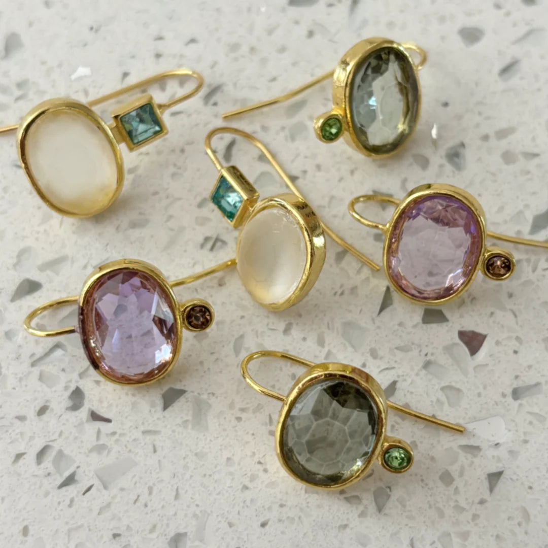 Vanessa Gem Earrings - Blue Ivory
