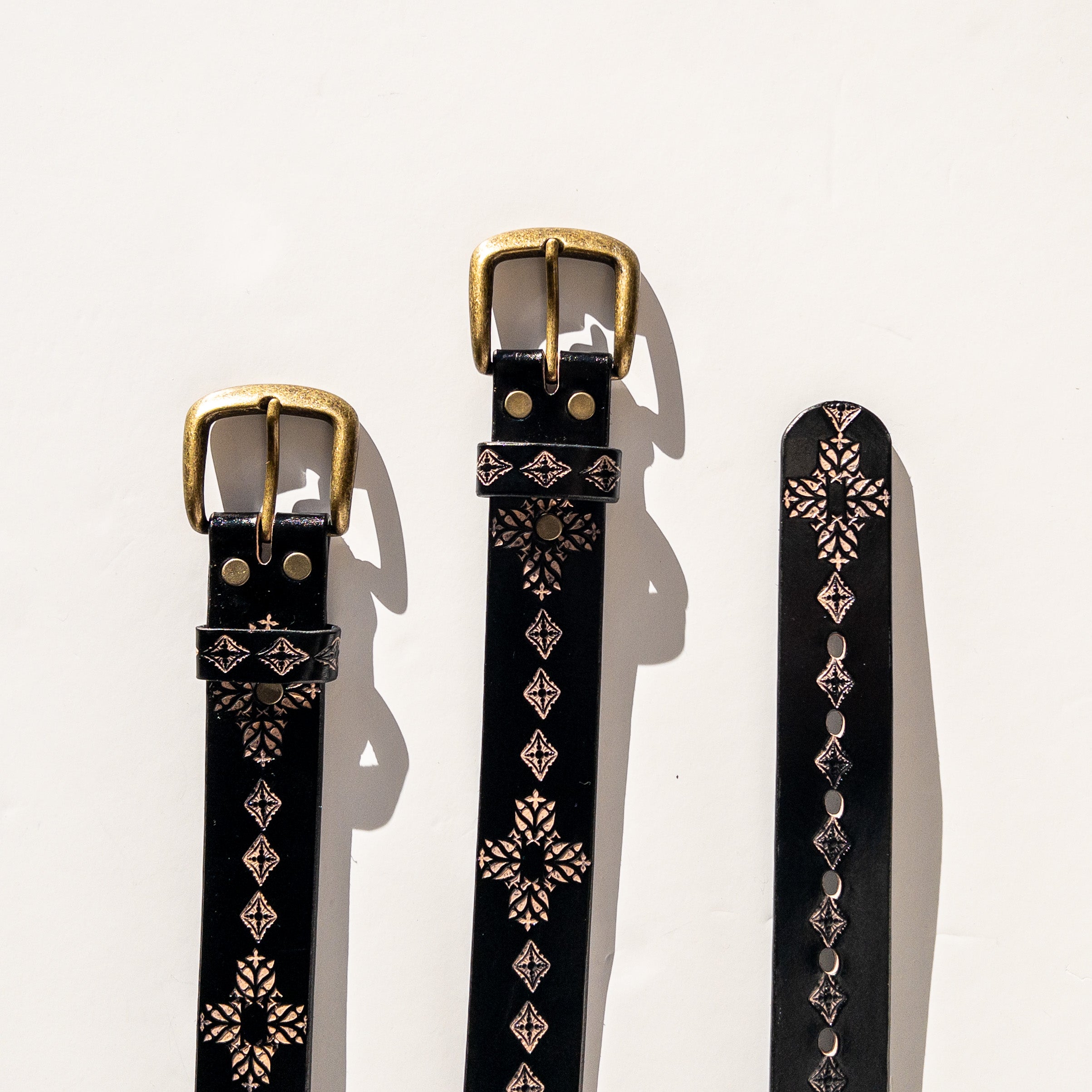 Delilah Hand Tooled Belt - Midnight Black