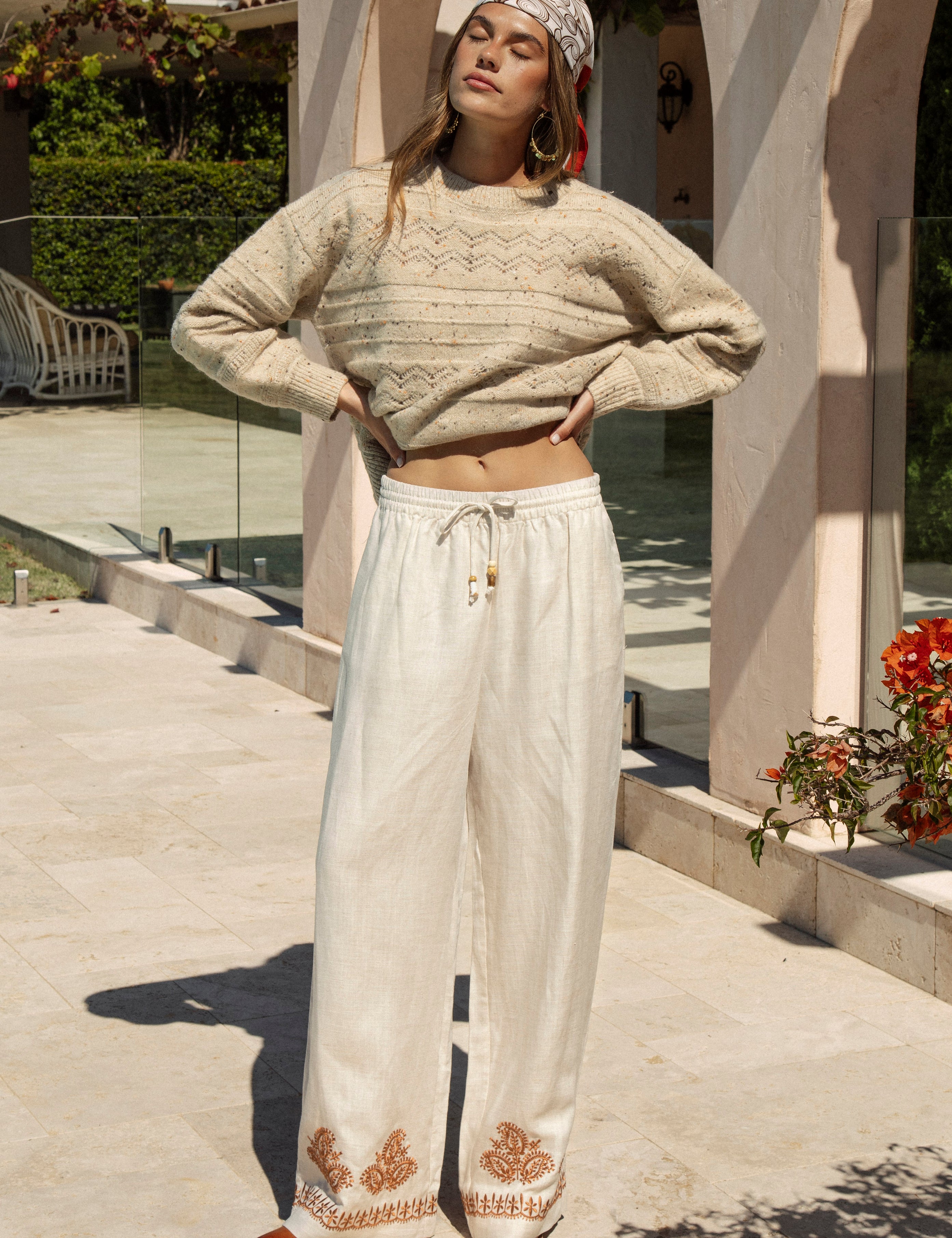 Alba Embroidered Linen Pants