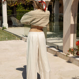 Alba Embroidered Linen Pants - rear view