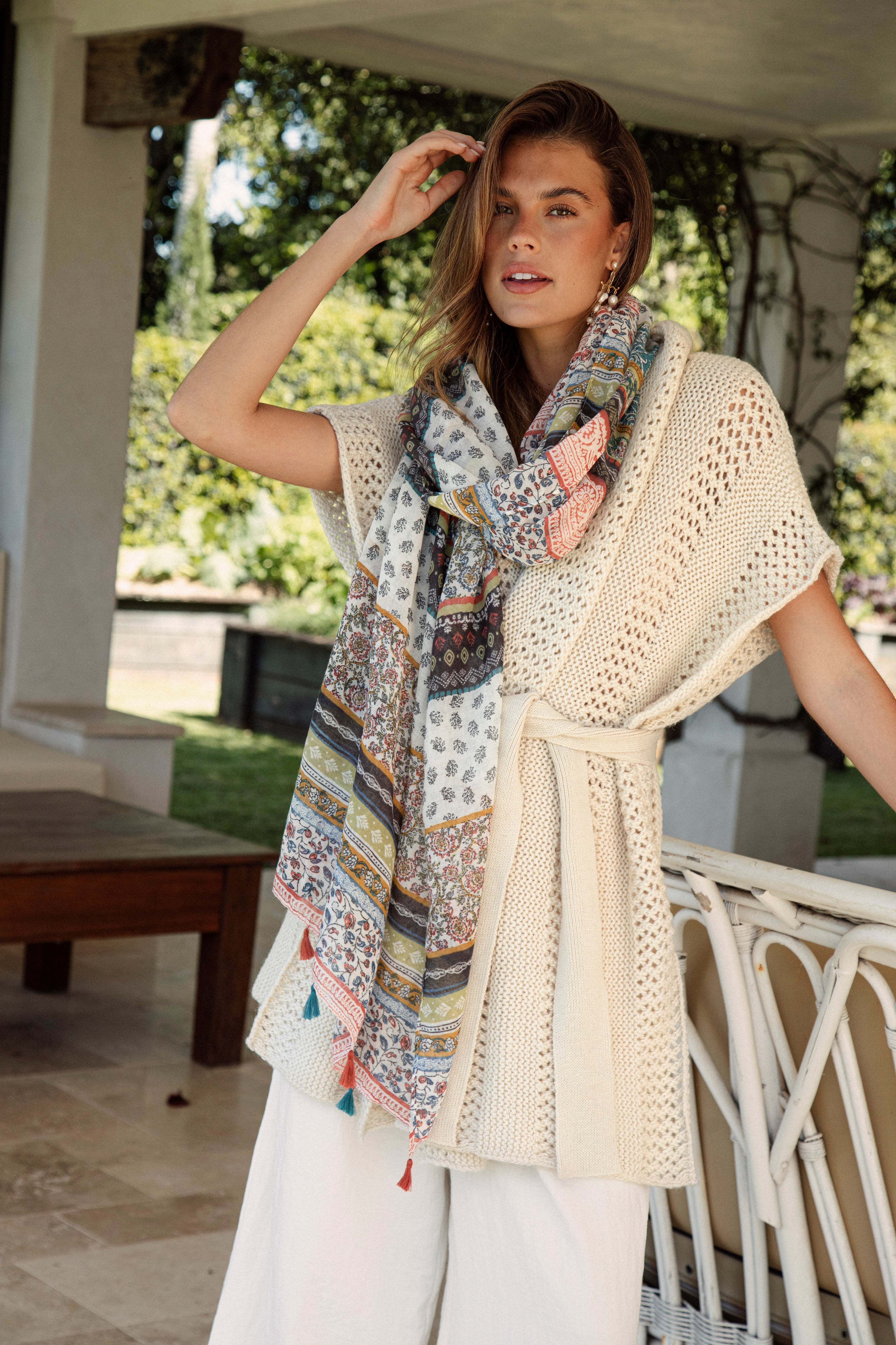 Amara Scarf Bellina showcasing floral inspired boho pattern