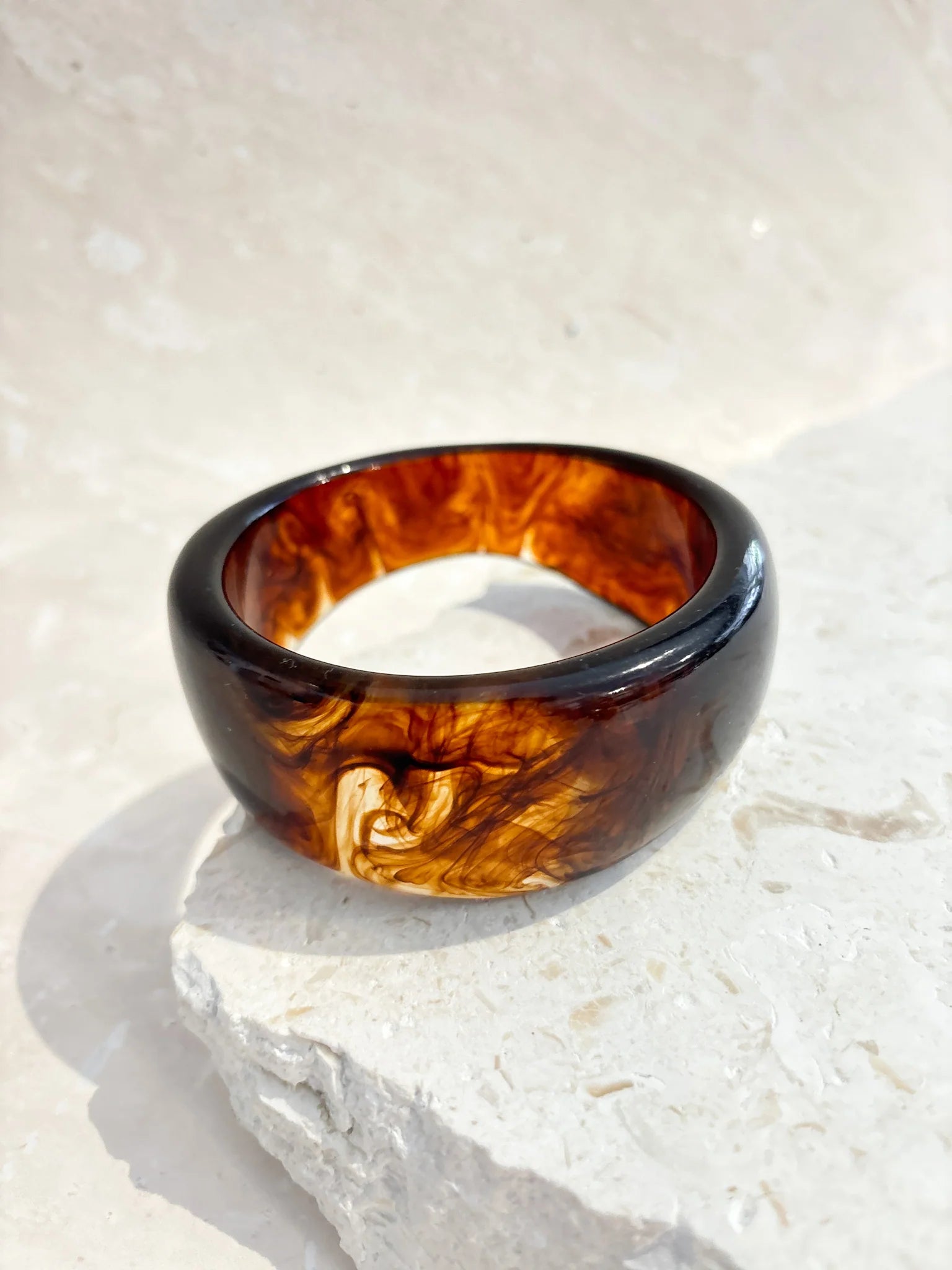 Amber Glow Chunky Resin Bangle
