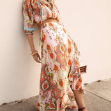 Amber Wrap Skirt Rio - boho-inspired paisley pattern in shades of pink, aqua and coral
