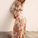 Amber Wrap Skirt Rio - Bohemian style maxi skirt featuring vibrant paisley pattern