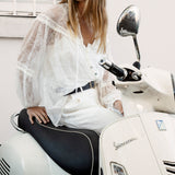 Amour Lace Blouse White worn with white pants