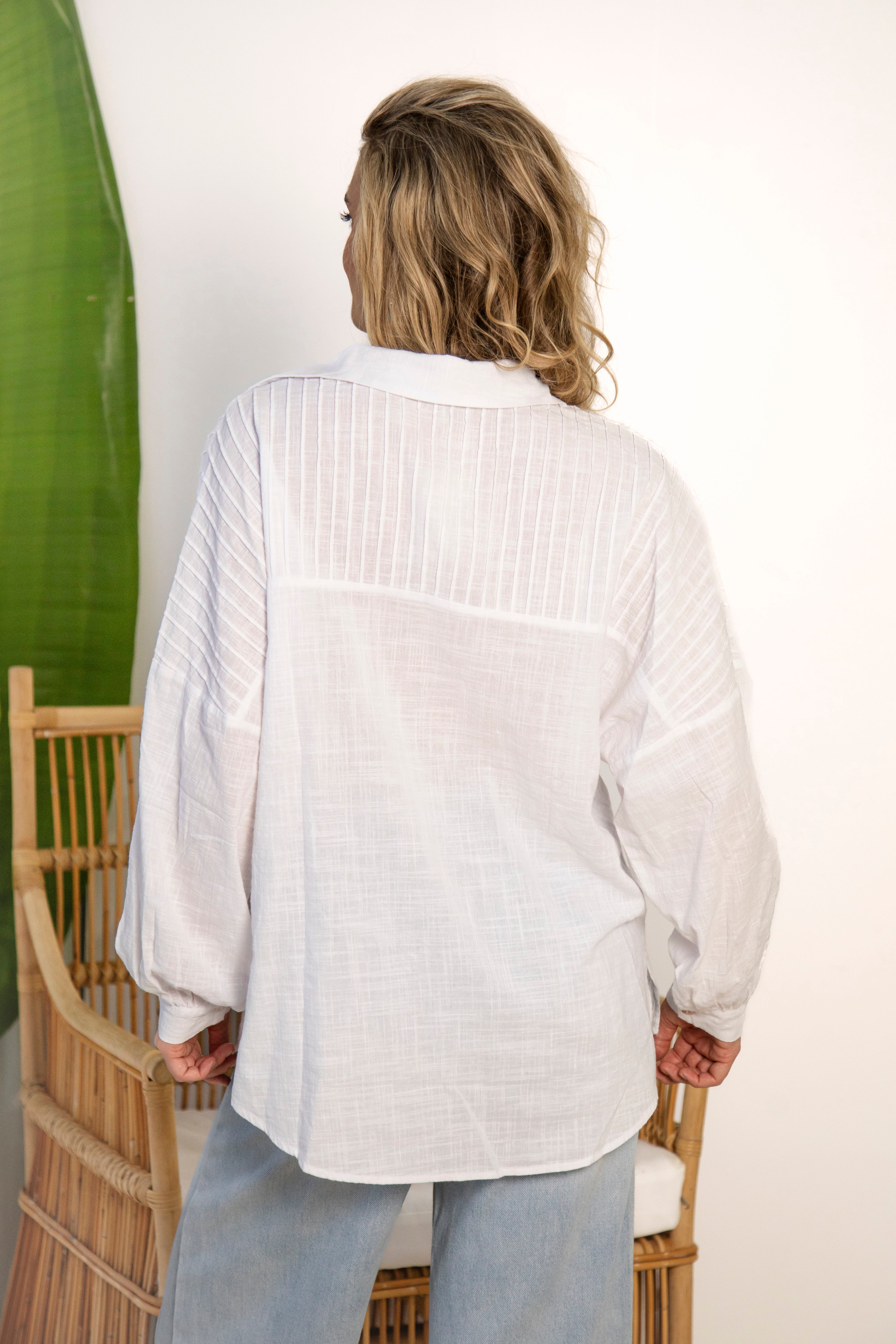 Andy Pleated Shirt - rear view showcasing pin tuck detailing