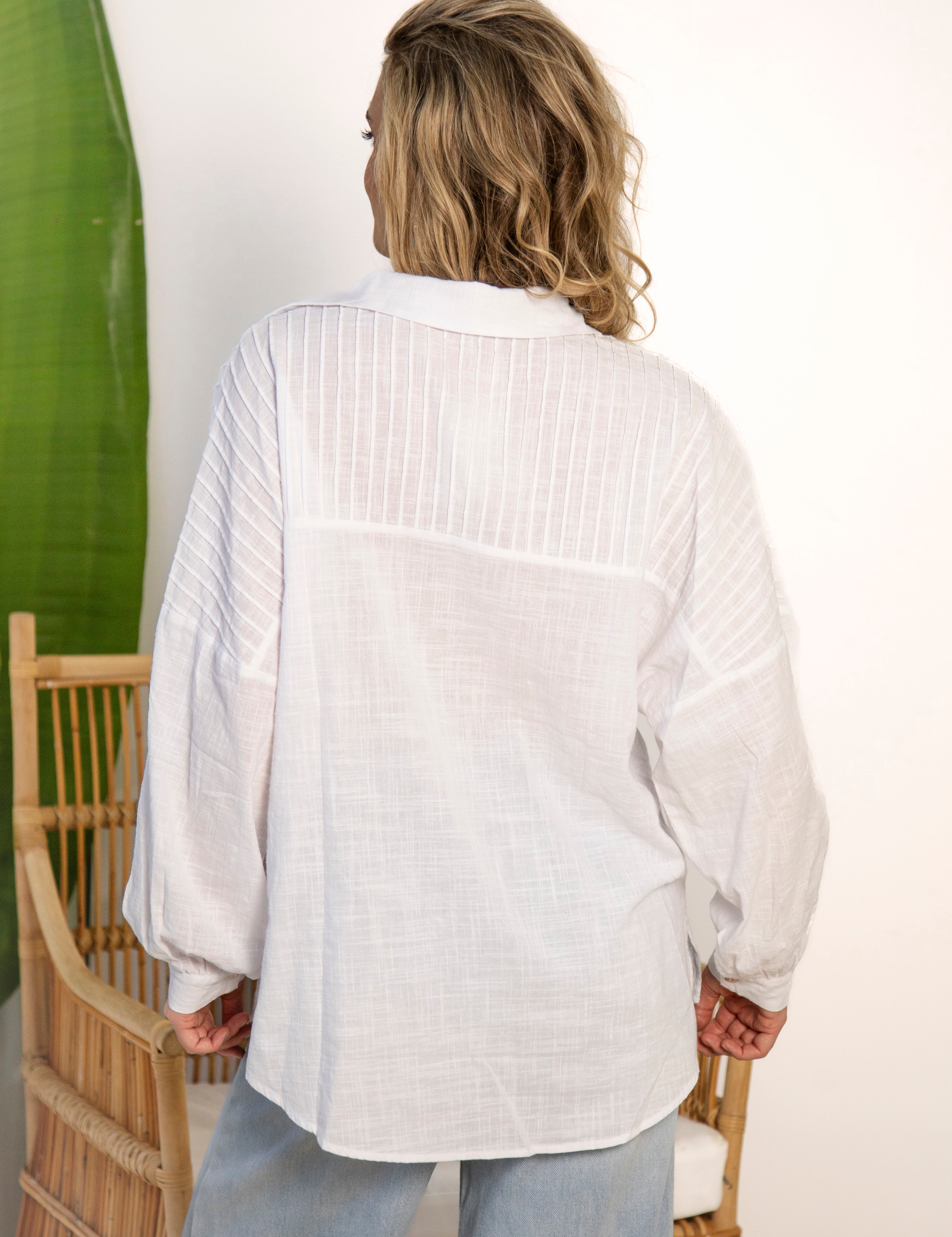 Andy Pleated Shirt - rear view showcasing pin tuck detailing