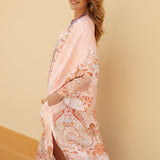 Artemis Kimono Sorbet - side view showcasing pockets and paisley boho print