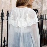 Atelier Ruffle Lace Blouse White- rear view showcasing lace frill detail