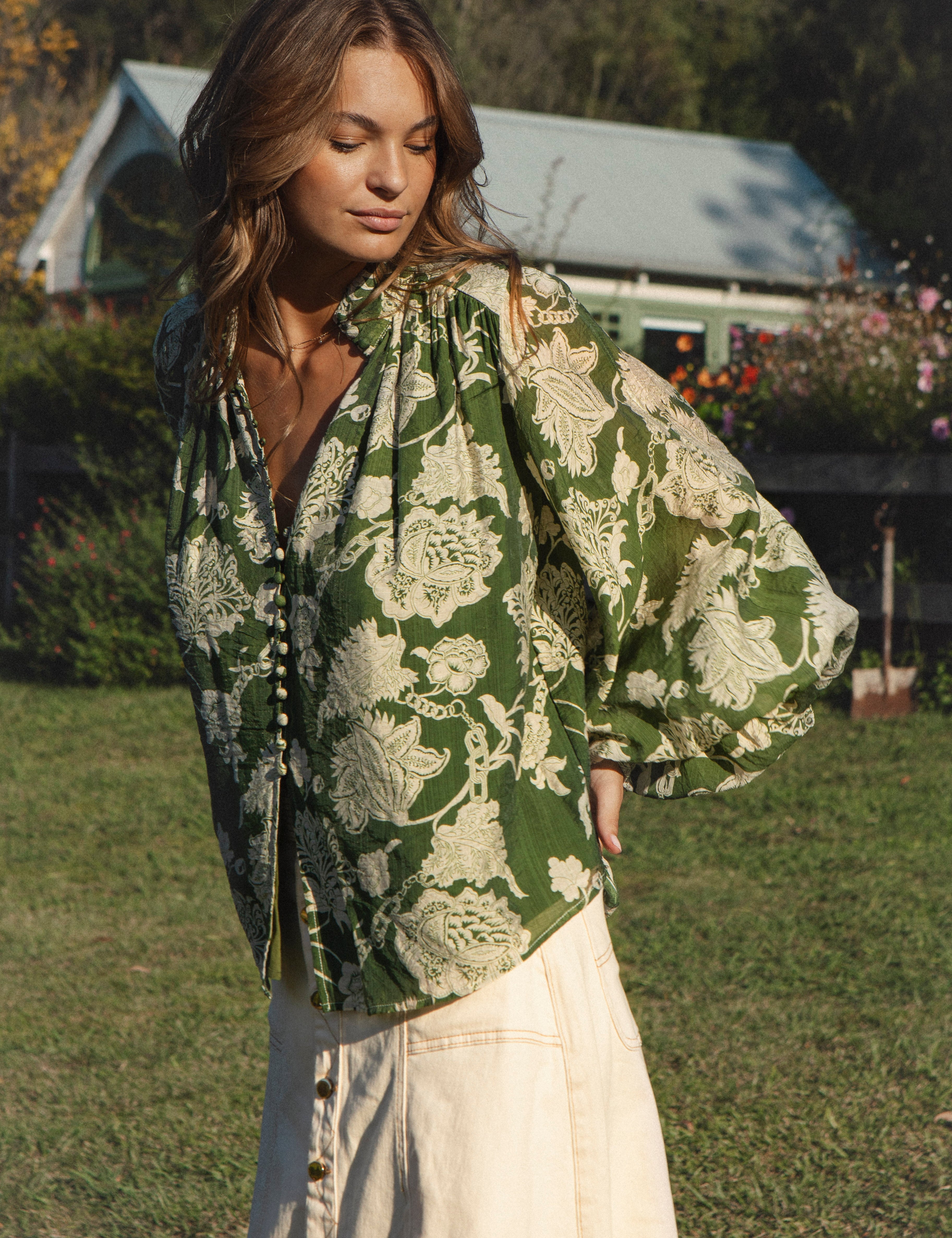 Aurora Blouse - Evergreen
