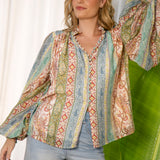 Aurora Blouse Dream featuring boho inspired striped print