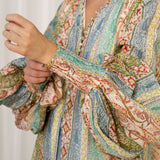 Aurora Blouse Dream showcasing boho print and elasticised cuffs on billowy sleeves