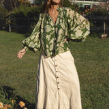 Aurora Blouse Evergreen front view