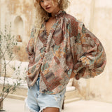 Aurora Blouse - Wanderfolk features a classic Boho pattern in rustic hues