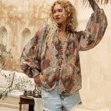 Aurora Blouse - Wanderfolk features billowy sleeves and classic Boho style