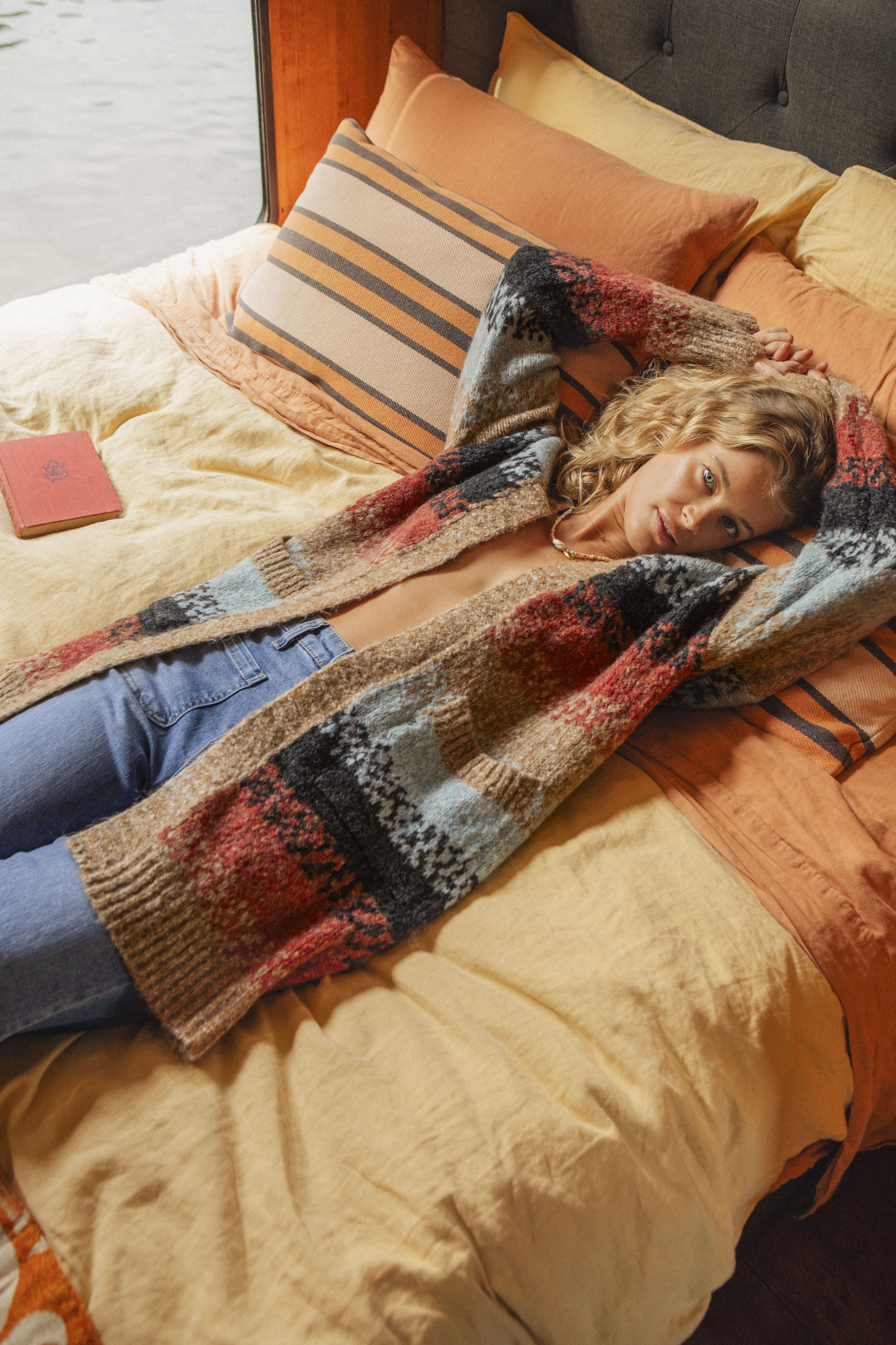 Autumn Skies Cardigan - long line cardigan crafted from wool and acrylic blend.