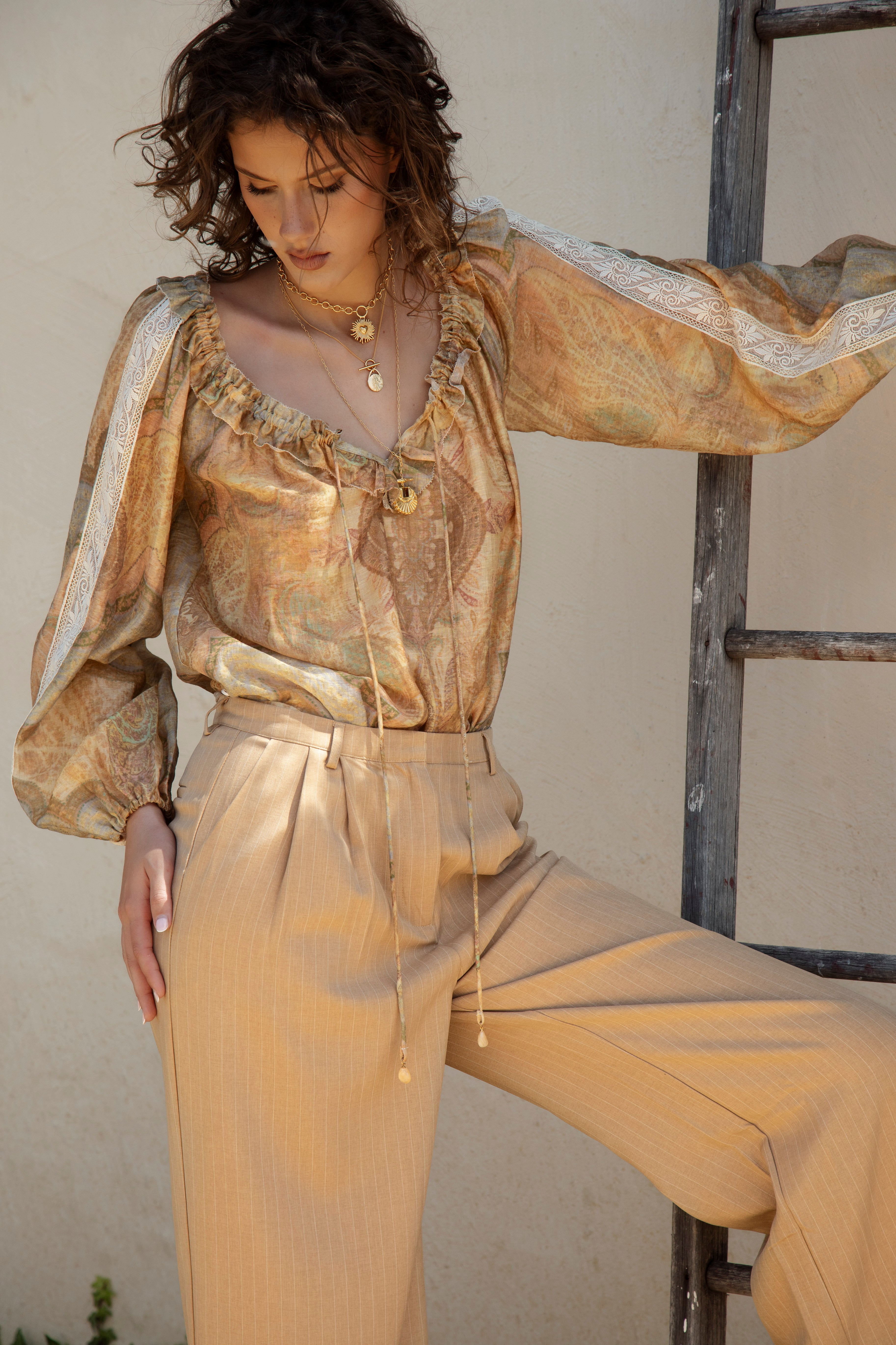 Avalon Tailored Pant Camel - from Bella Boheme's Villa Toscana collection