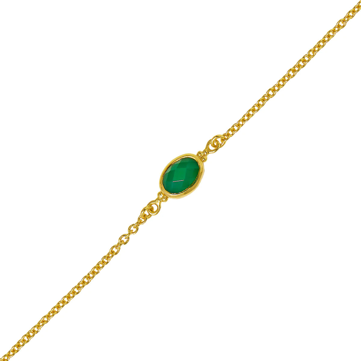 B327GOG Moon Song Green Onyx Bracelet Gold