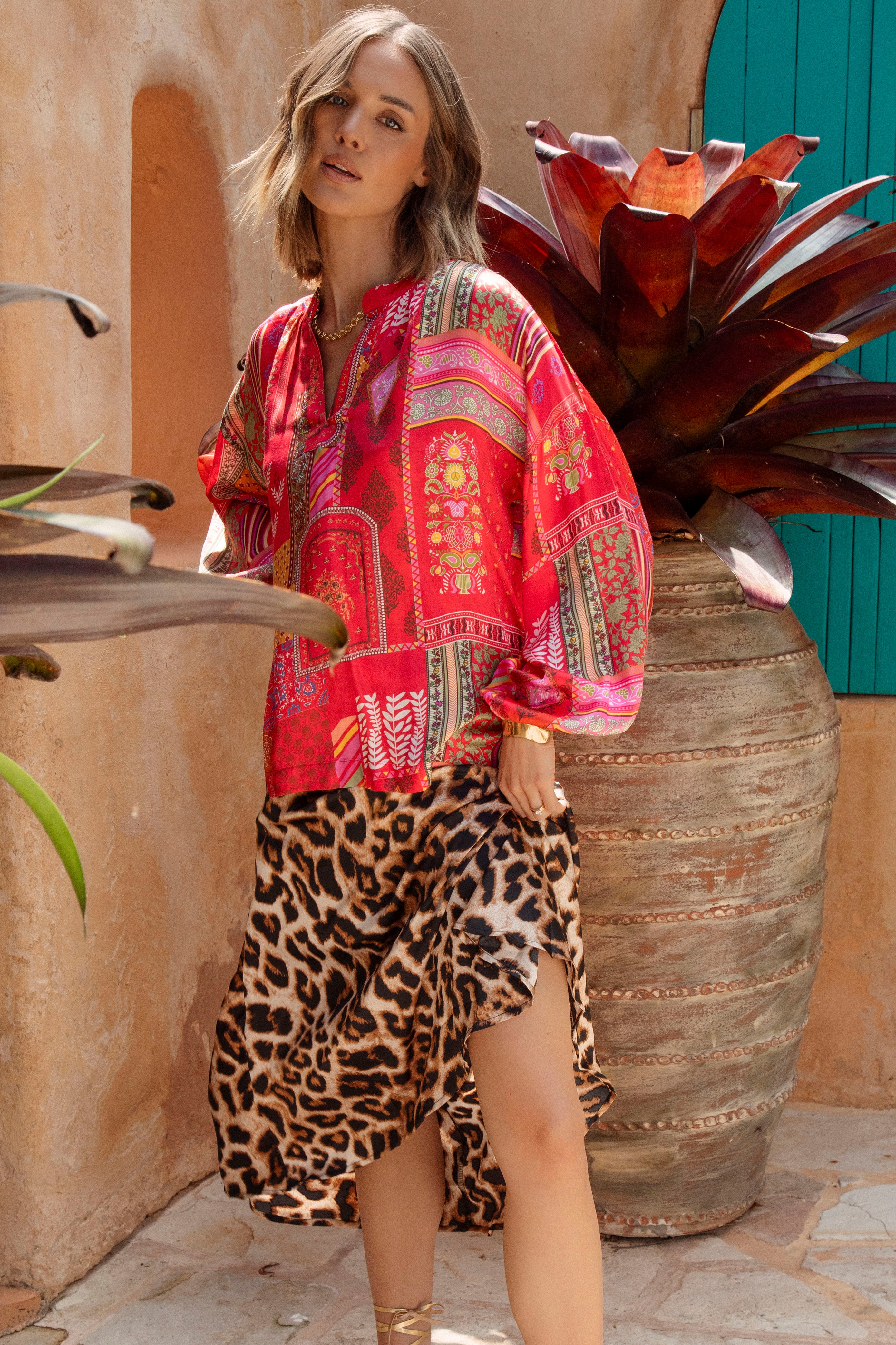 Bailando Blouse worn with Rebel Soul leopard print dress