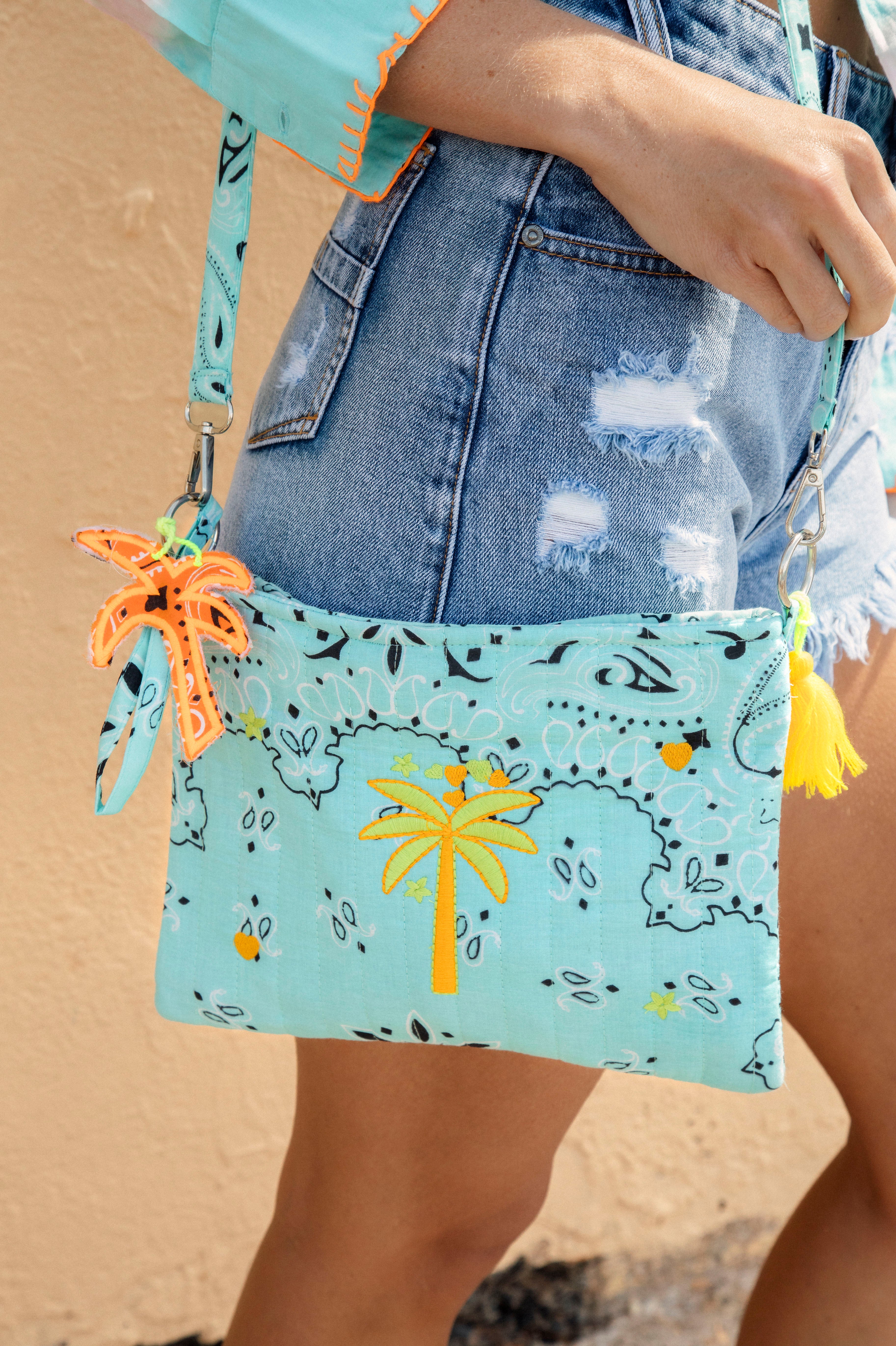 Bandana Love Cross Body Bag - Aqua
