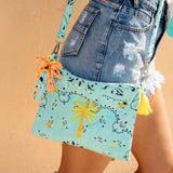 Bandana Love Cross Body Bag Aqua features cotton fabric for bag and strap with bandana pattern