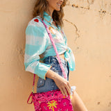 Bandana Love Cross Body Bag Fuchsia - casual cotton bag to bring a pop of hot pink colour to your outfit